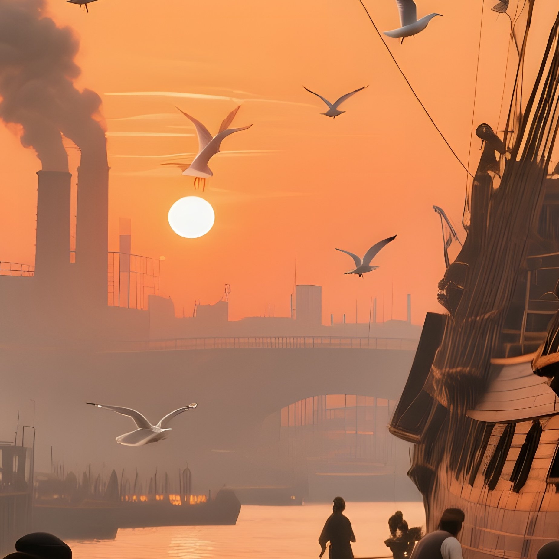 A Bustling 18Th Century London Dockyard At High Tide - Full Resolution Quality Preview