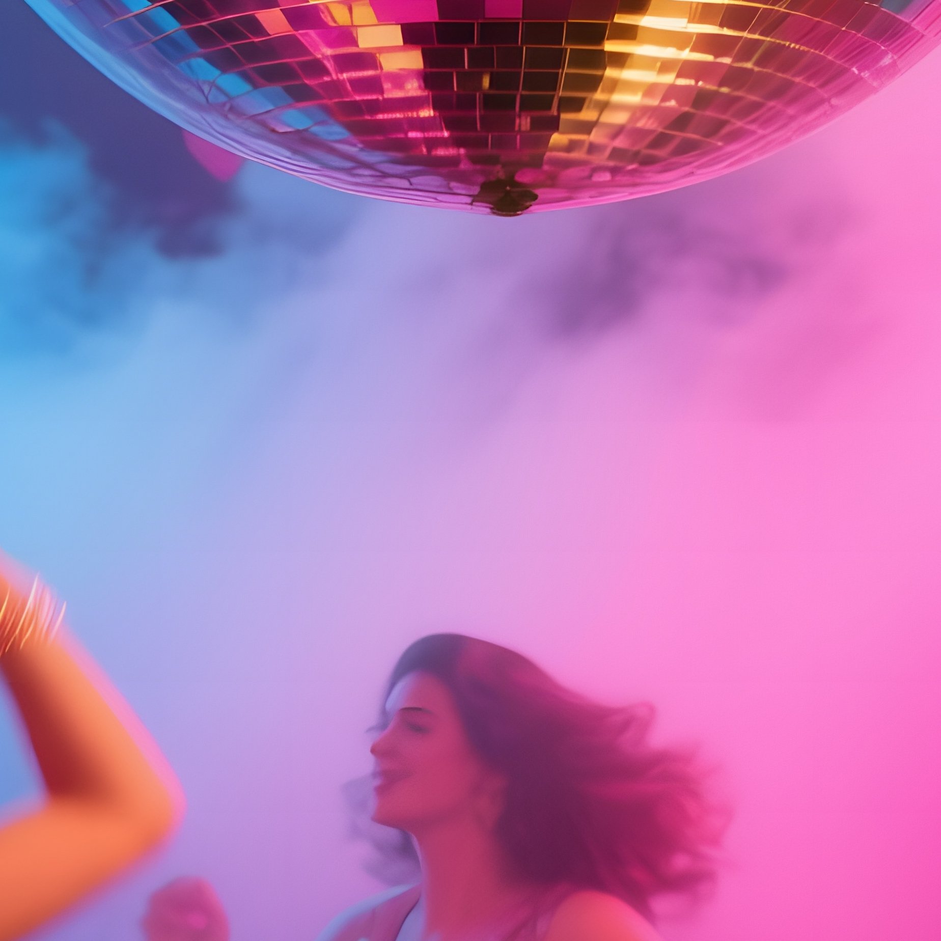 A Bustling 1970S Disco Club In Los Angeles Mirrored Ball Spinning Colorful Strobes Bathing Dancers - Full Resolution Quality Preview