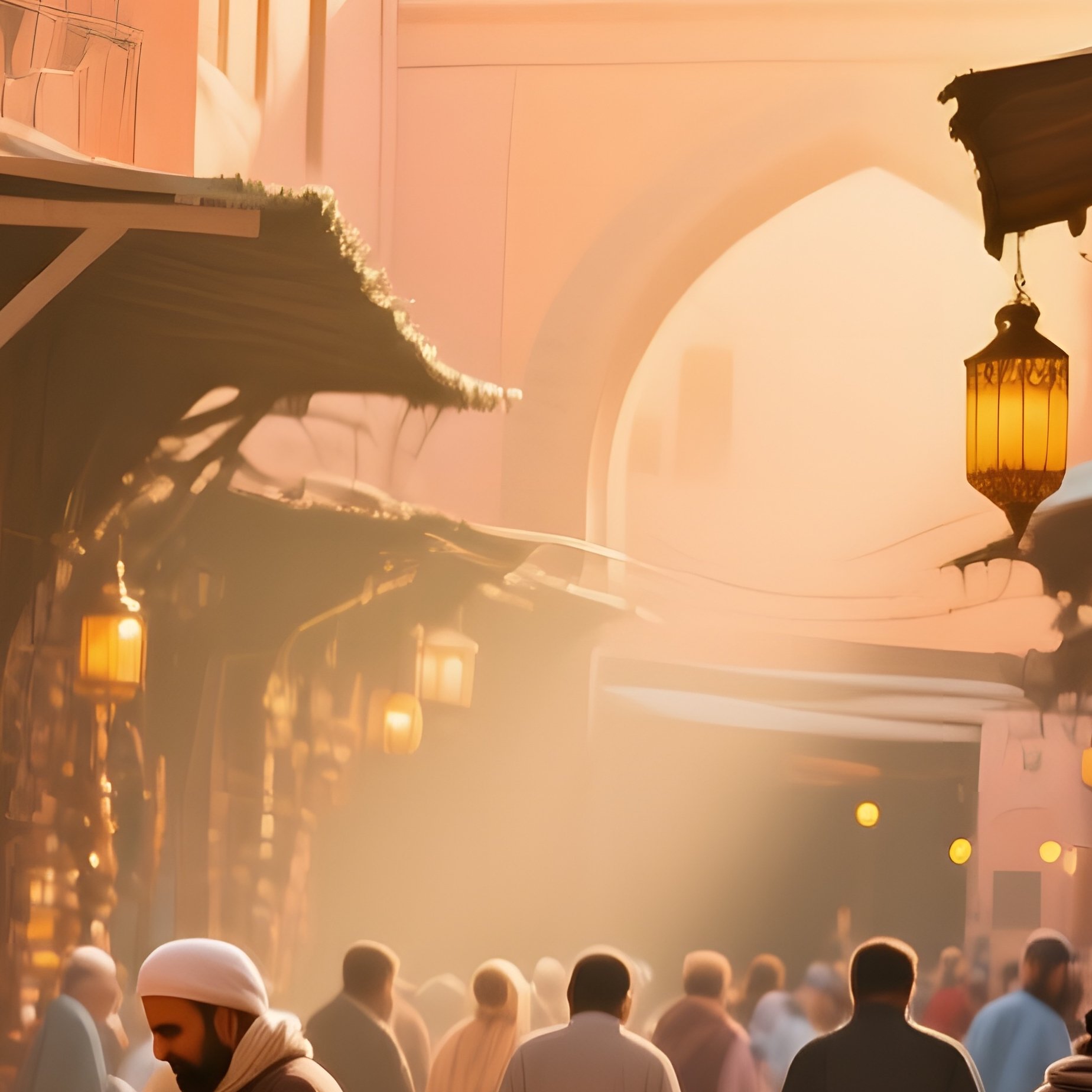 A Bustling 19Th Century Bazaar In Marrakech At Golden Hour - Full Resolution Quality Preview