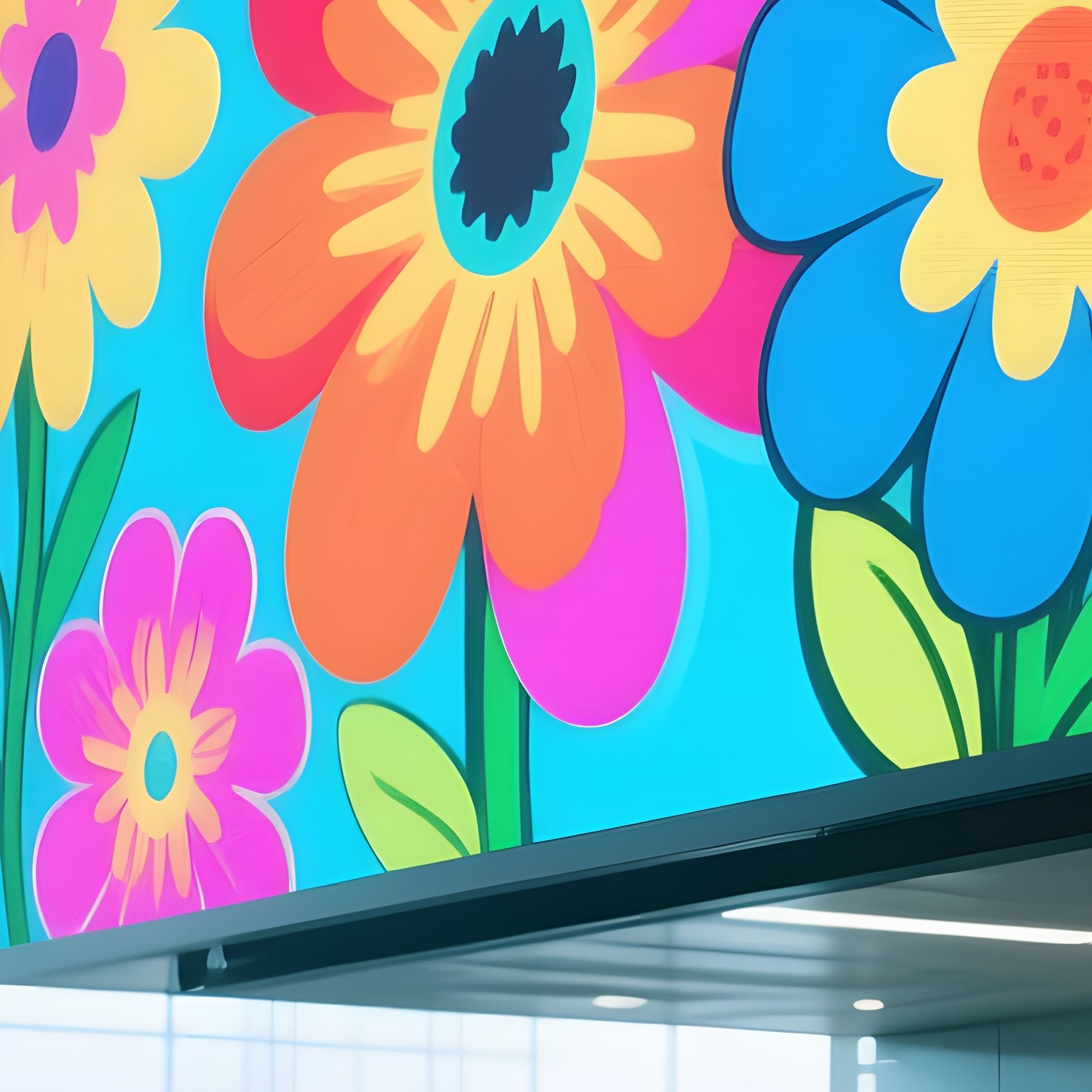 A Bustling Airport Terminal With Large Digital Screens Displaying Looping Animations Of Pop‑Art - Full Resolution Quality Preview