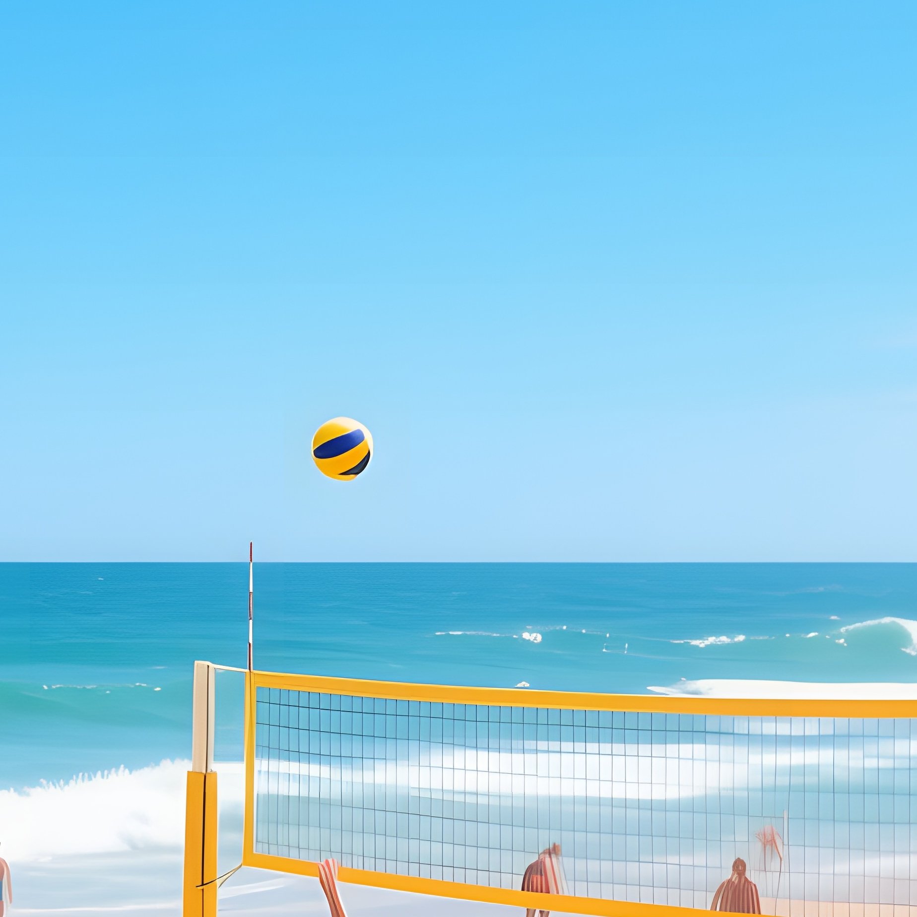 A Bustling Beach During A Sunny Afternoon, With People Swimming, Sunbathing, And Playing - Full Resolution Quality Preview