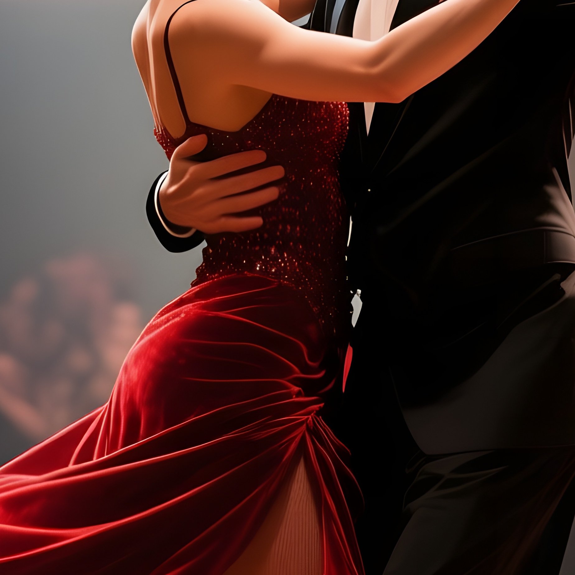 A Bustling Buenos Aires Tango Hall, Dancers Locked In Passionate Embrace, Red Velvet Curtains, - Full Resolution Quality Preview