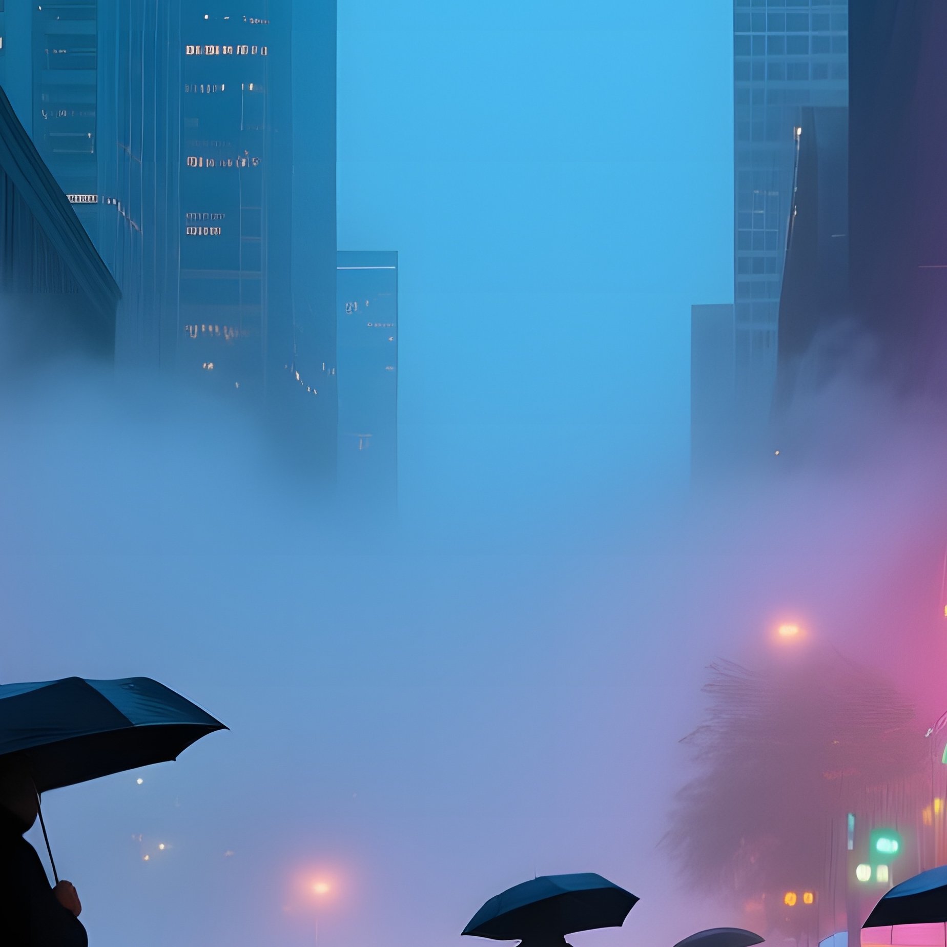 A Bustling Downtown Seattle Street On A Rainy Evening Reflections Of Skyscrapers On Wet Pavement - Full Resolution Quality Preview