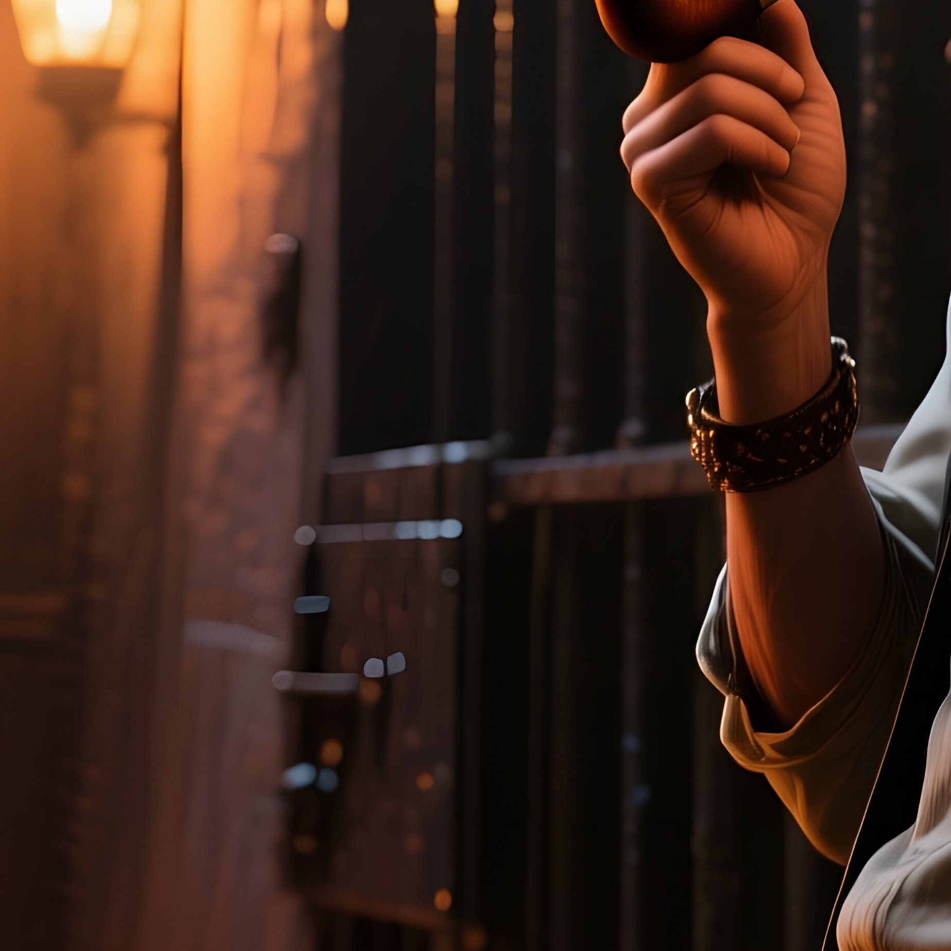 A Bustling Frontier Jail At Dusk, Iron Bars Glinting, A Cowboy Leans Against The Wall Smoking A - Full Resolution Quality Preview