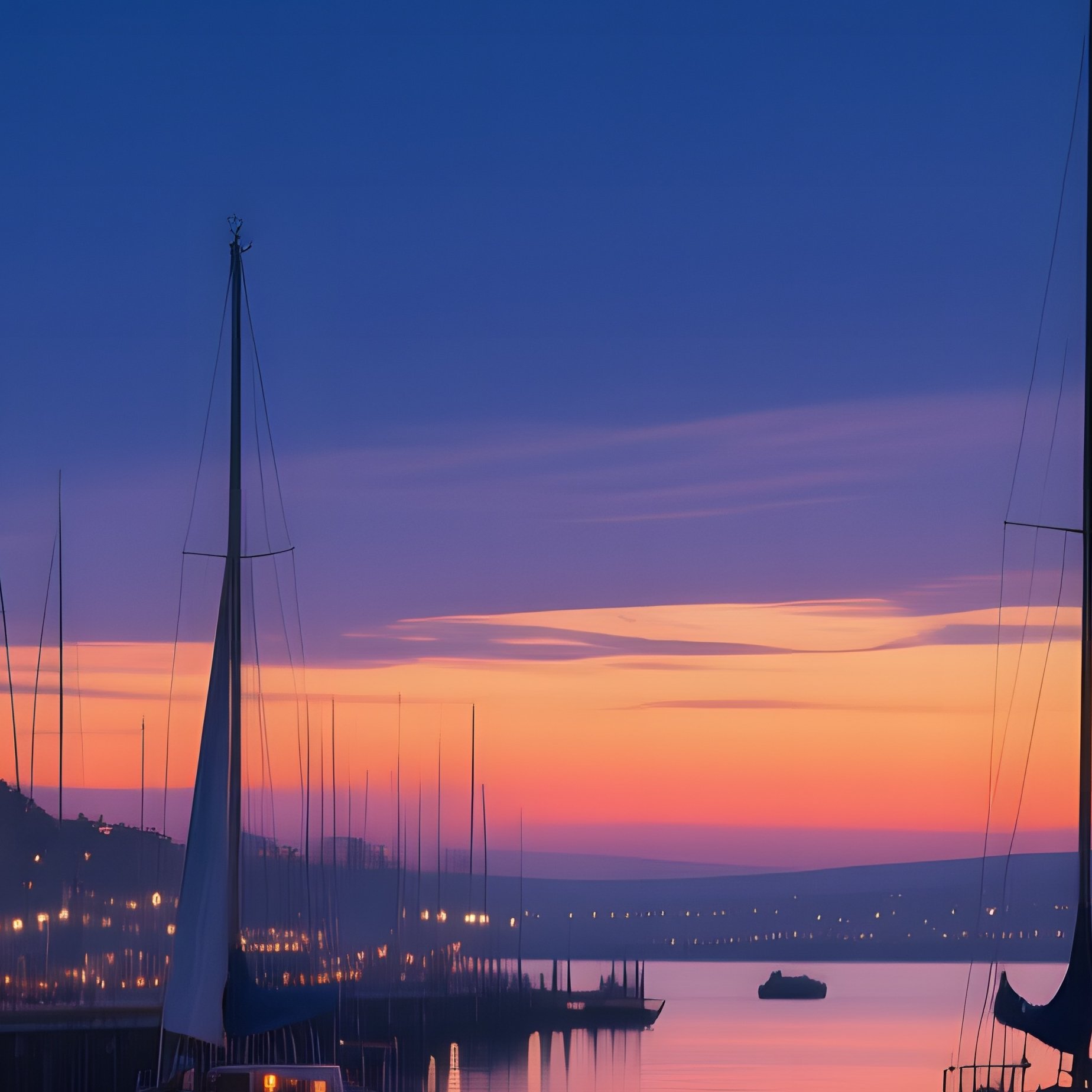 A Bustling Harbor At Dusk, Sailboats Bobbing Gently, Lanterns Flickering On Wooden Piers, And The - Full Resolution Quality Preview
