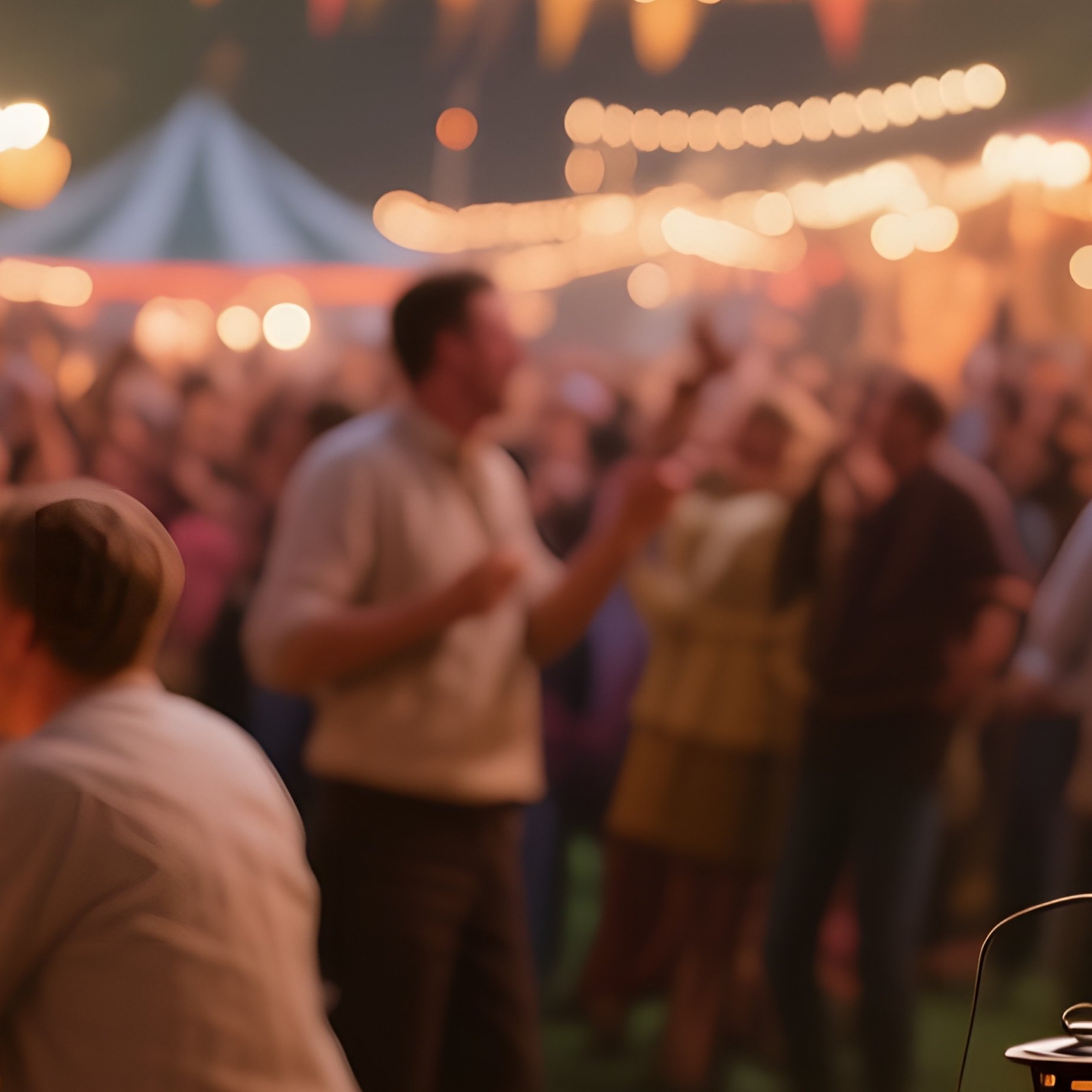 A Bustling Oktoberfest Tent At Night, Tables Laden With Mushroom‑Infused Pretzels And Soups, Warm - Full Resolution Quality Preview