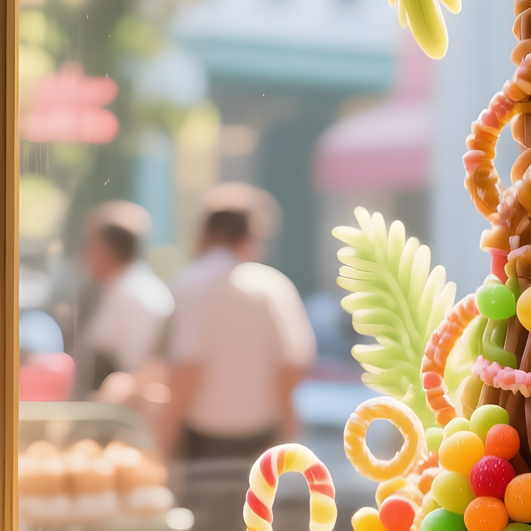 A Bustling Pastry Shop Window Display At Midday, Showcasing An Elaborate Sugar Sculpture Of A - Full Resolution Quality Preview