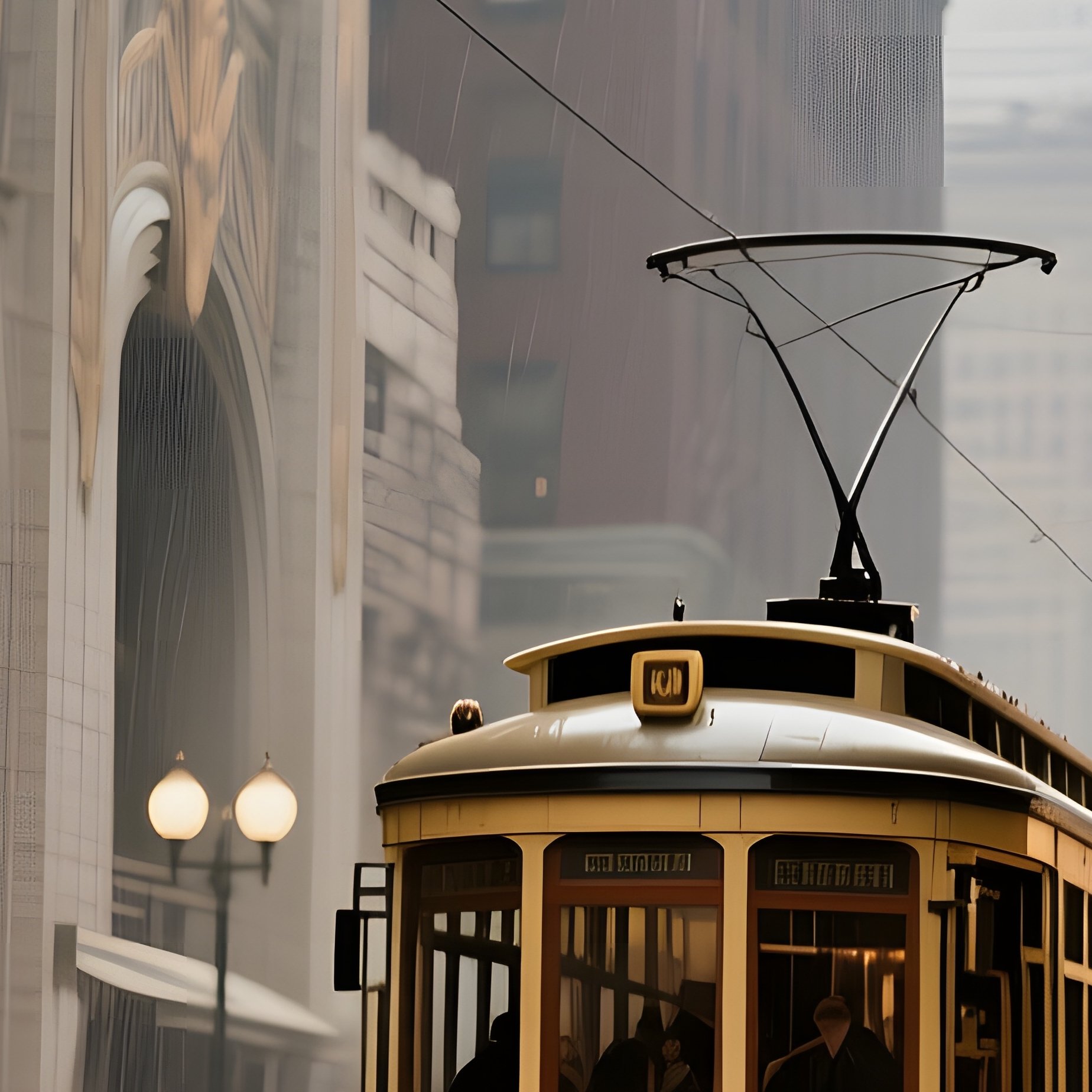 A Bustling Streetcar Scene In 1930S Chicago, Art Deco Buildings Lining The Avenue, Commuters With - Full Resolution Quality Preview