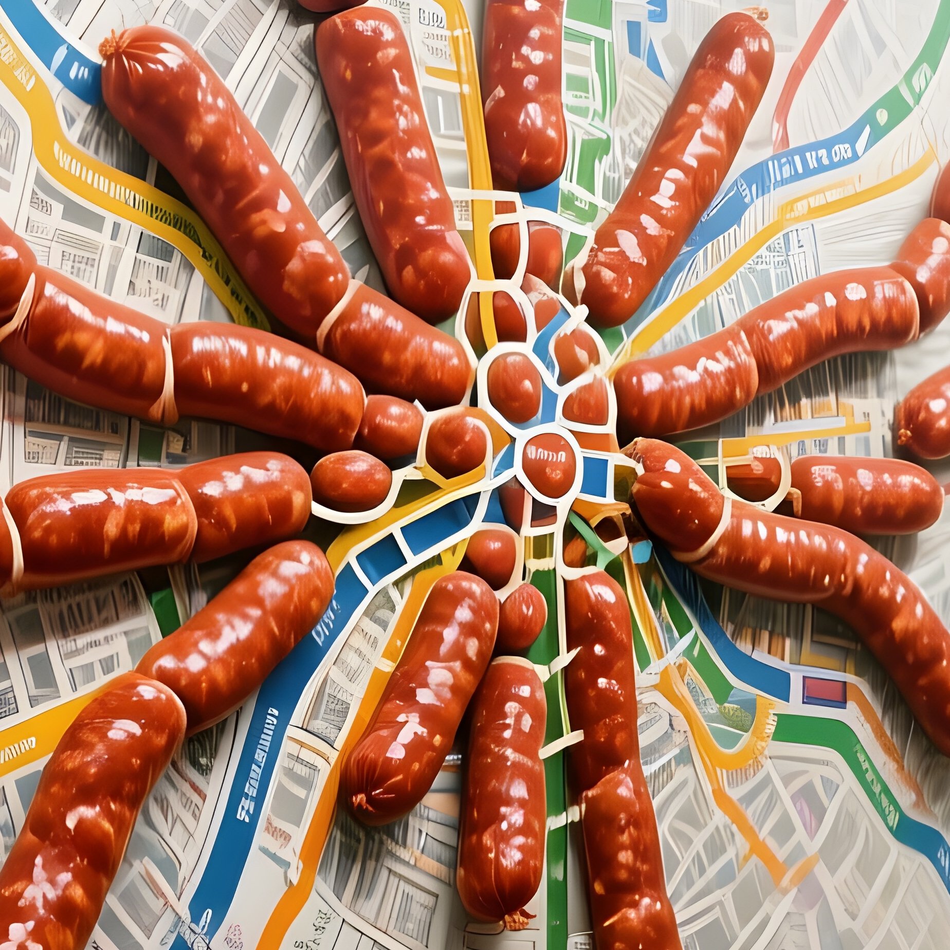 A Bustling Train Station Platform Under Fluorescent Lights, Featuring A Massive Mural Made Of - Full Resolution Quality Preview