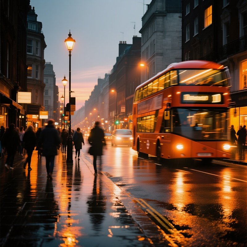A Bustling Urban Street Scene At Dusk Cityscape Dusk