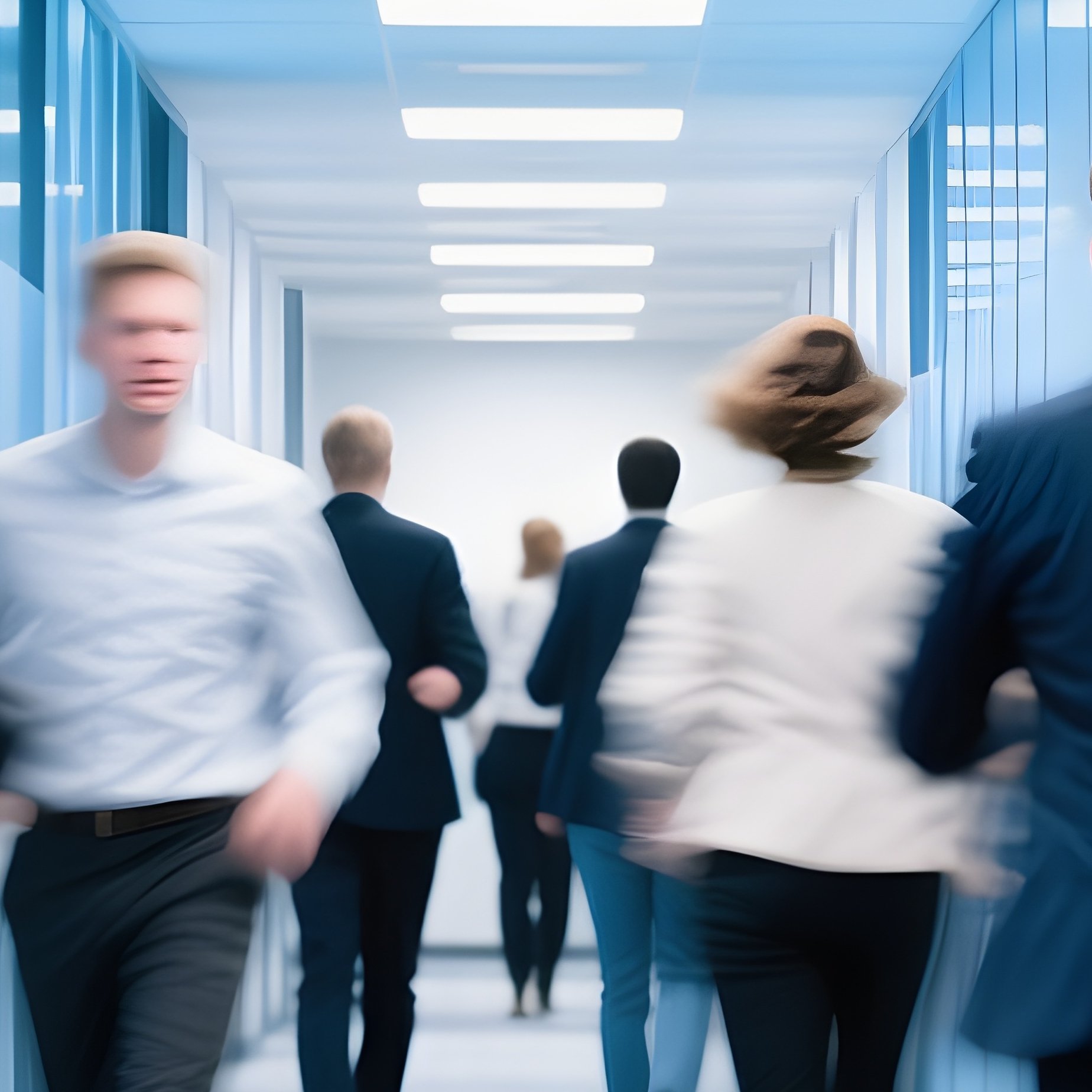 A Busy Office Hallway With Motion Blur - Full Resolution Quality Preview