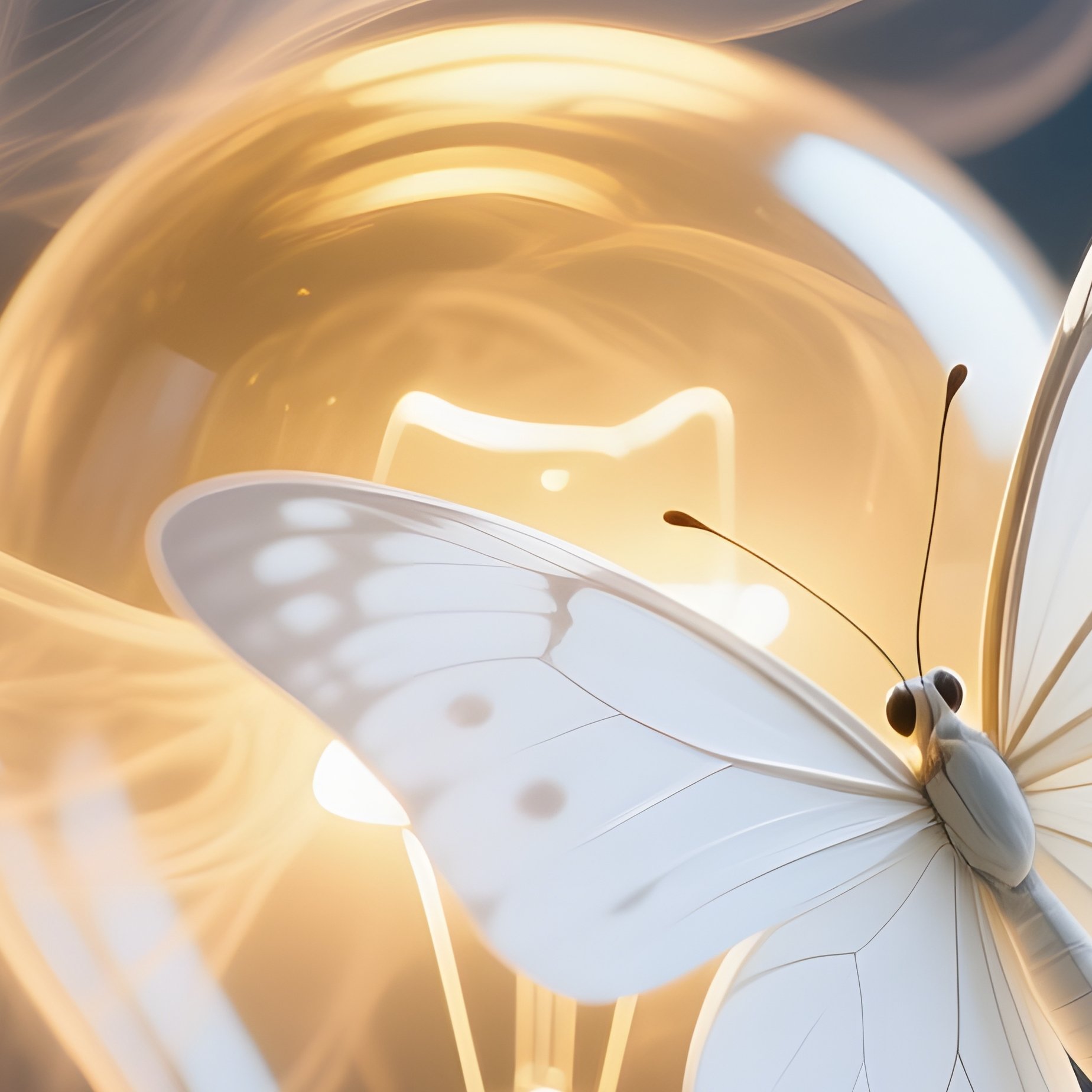 A Butterfly Illuminated By A Light Source Surrounded By Smoke - Full Resolution Quality Preview