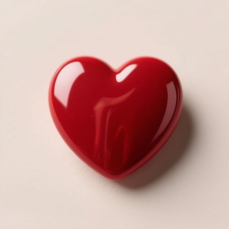 A Button Physically Cut Into The Shape Of A Heart Glossy Red No Text