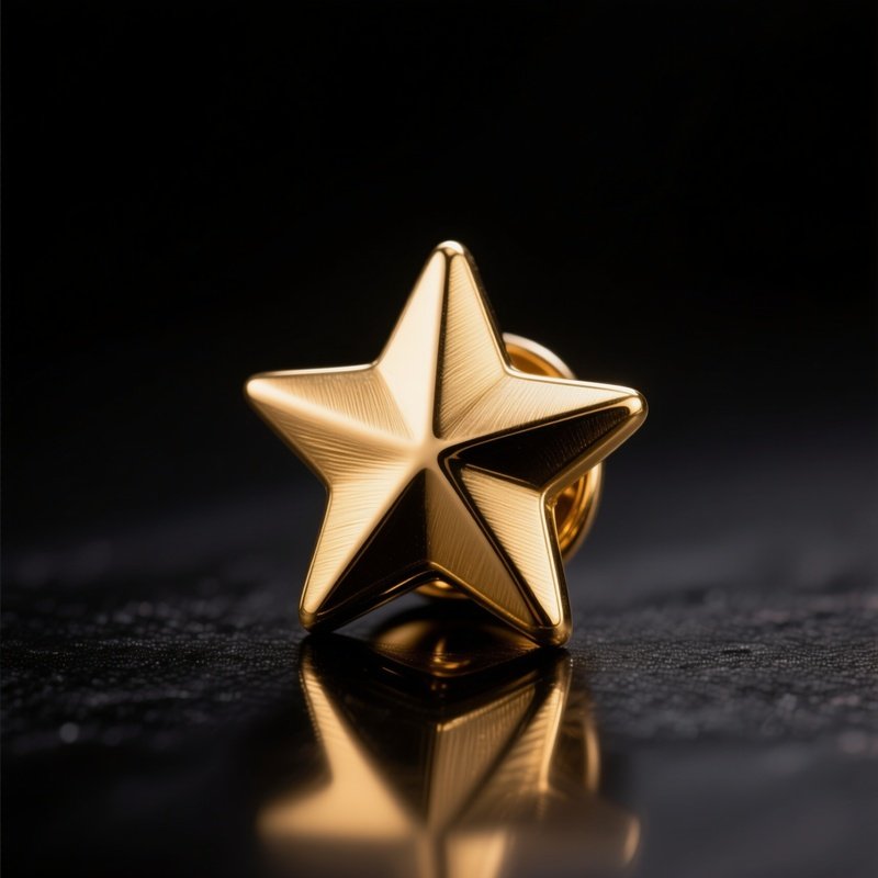 A Button Physically Cut Into The Shape Of A Star Metallic Gold No Text