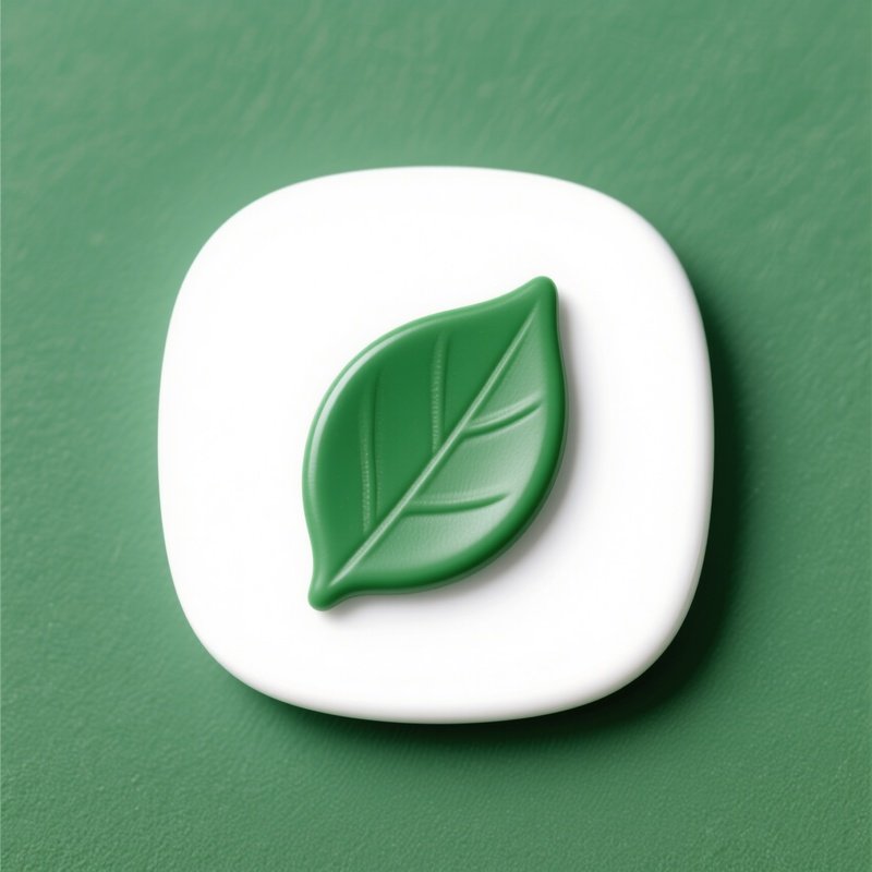 A Button Shaped Like A Leaf Green Texture No Veins Text