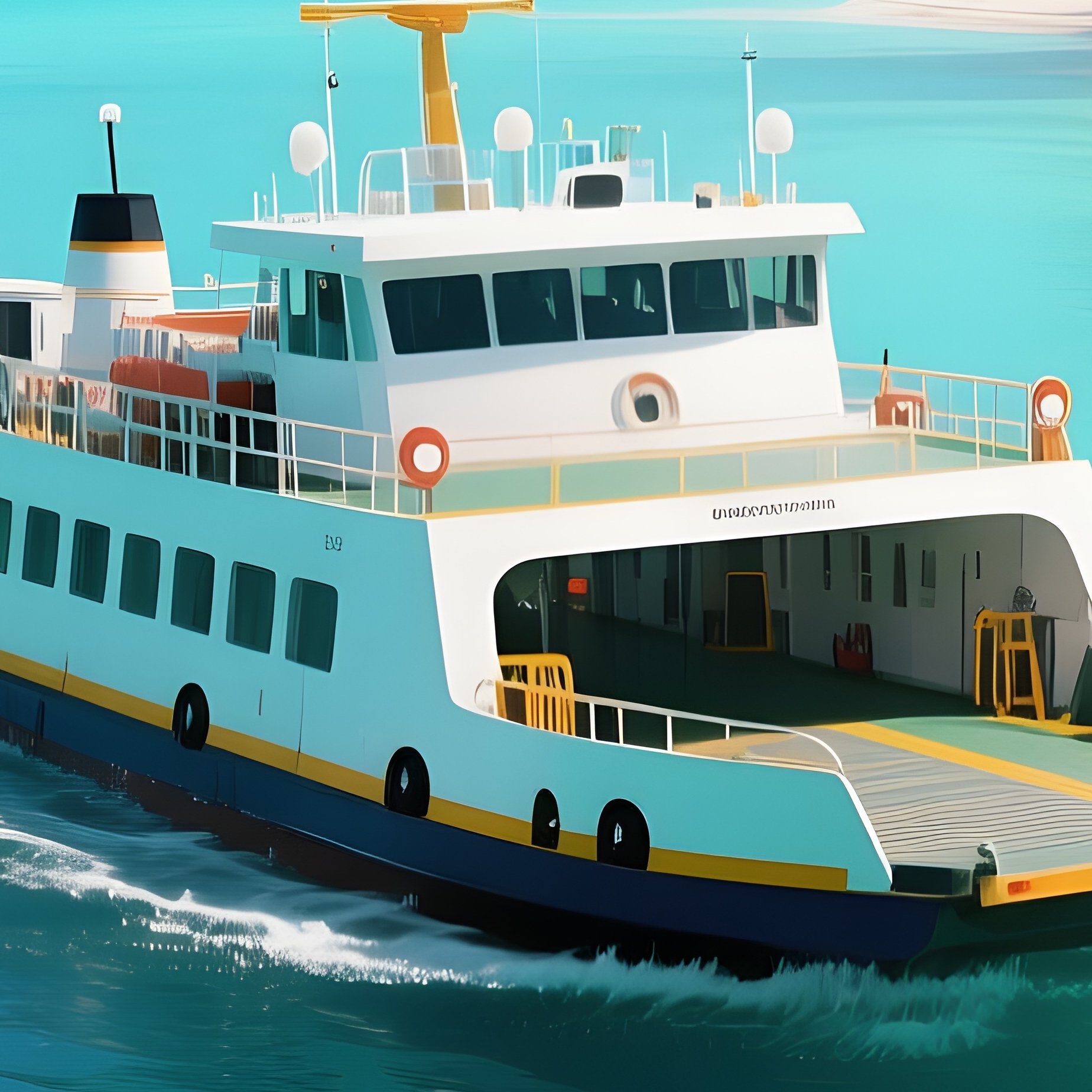 A Car Ferry Crossing Crystal Clear Tropical Water - Full Resolution Quality Preview