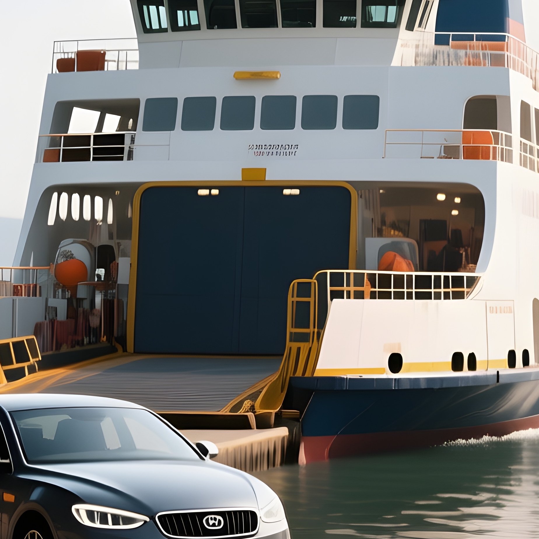 A Car Ferry Making A Slow Turn Inside A Sheltered Bay - Full Resolution Quality Preview