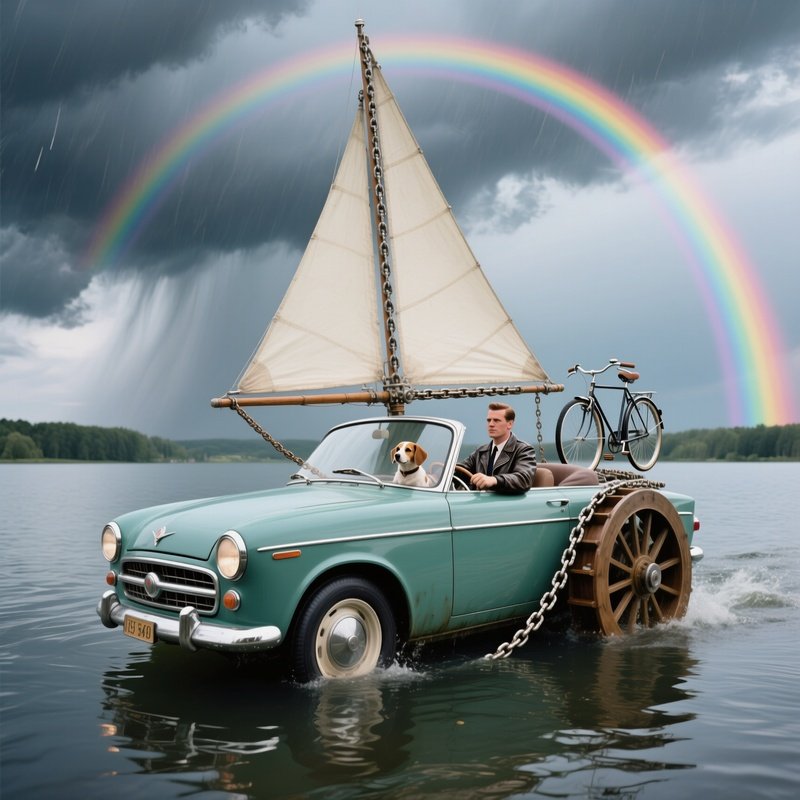 A Car That Drives On Water Using A Sail And A Bicycle Chain