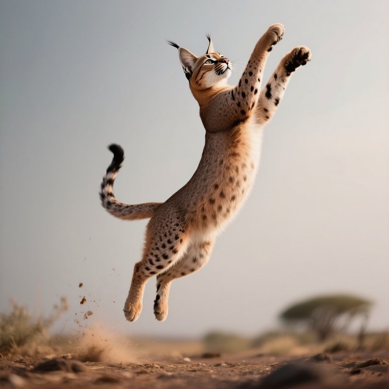 A Caracal Performing Its Signature Vertical Jump.