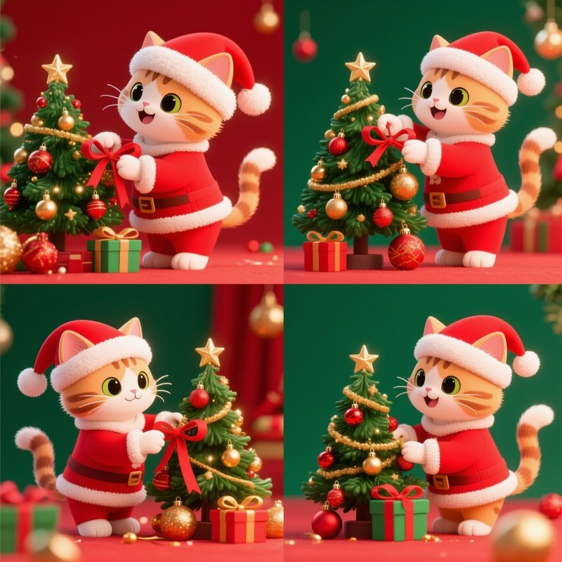 A Cartoon Cat Decorating A Christmas Tree Christmas Cartoon