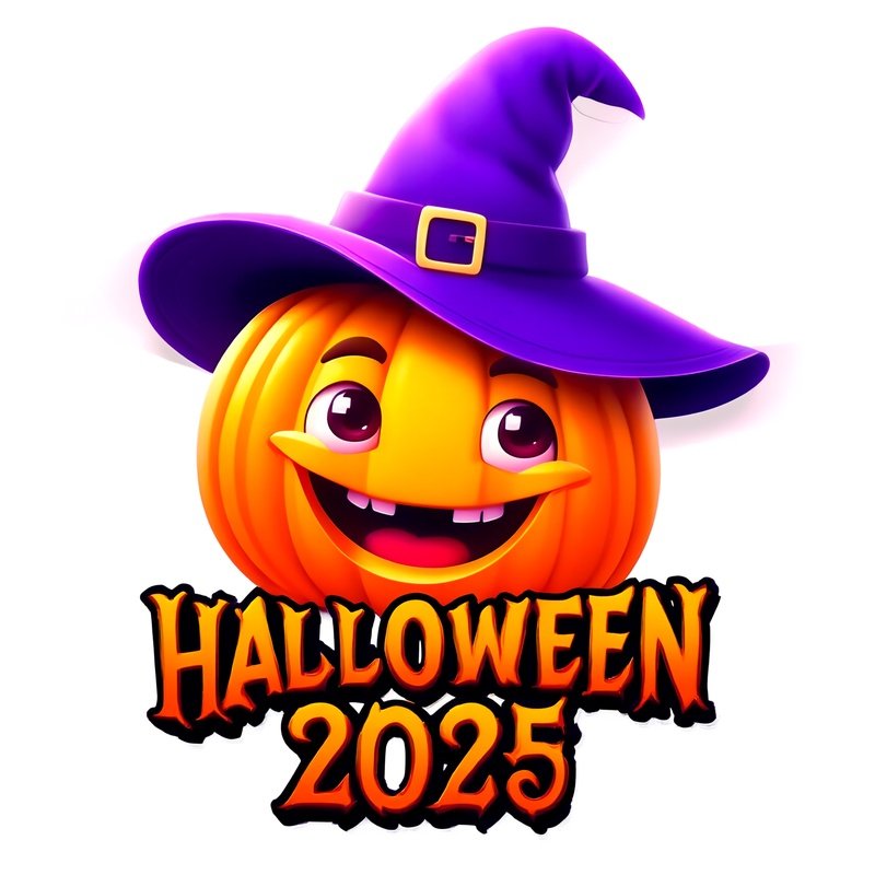 A Cartoon Pumpkin Wearing A Witchs Hat Halloween Pumpkin