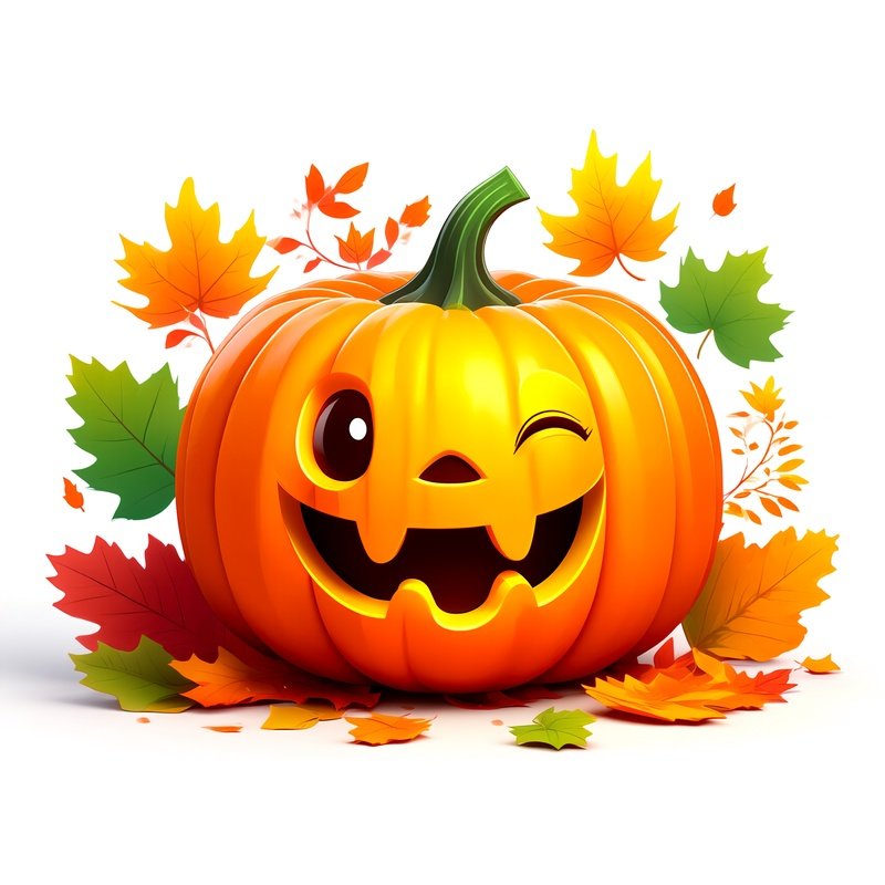 A Cartoon Pumpkin With A Winking Face Halloween Autumn