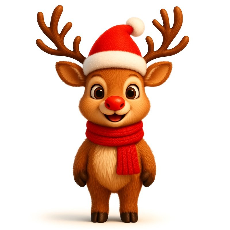 A Cartoon Reindeer Dressed For Christmas Christmas Reindeer