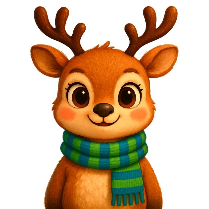 A Cartoon Reindeer Wearing A Scarf Cartoon Reindeer