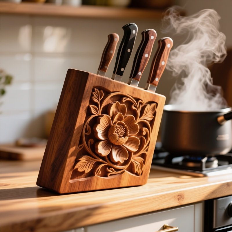 A Carved Floral Kitchen Art Detail