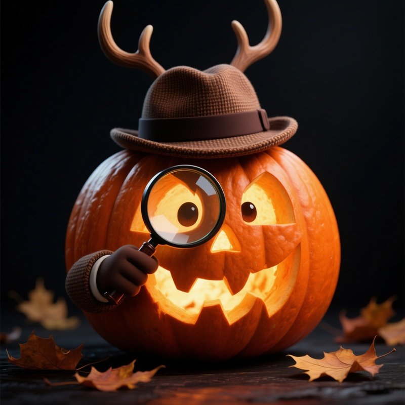 A Carved Pumpkin Dressed As A Detective Halloween Pumpkin