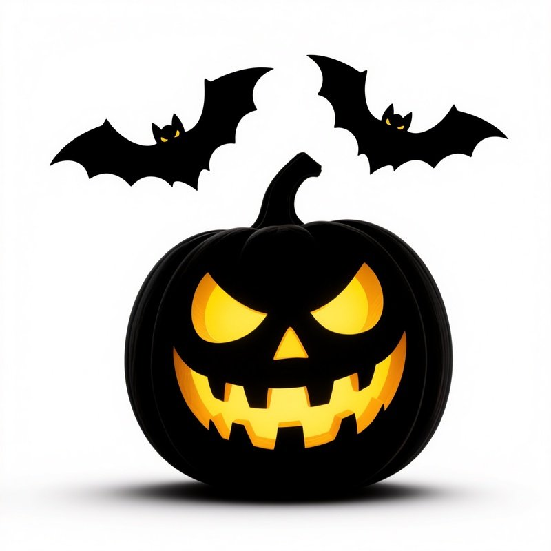 A Carved Pumpkin Jack O Lantern And Bats Halloween Pumpkin