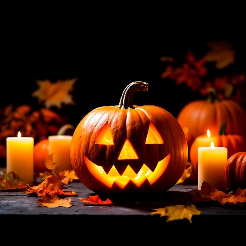 A Carved Pumpkin Jack O Lantern Illuminated From Within Halloween
