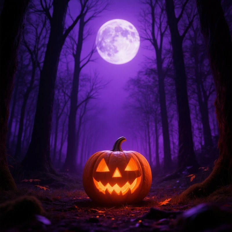 A Carved Pumpkin Jack O Lantern In A Forest Halloween Pumpkin