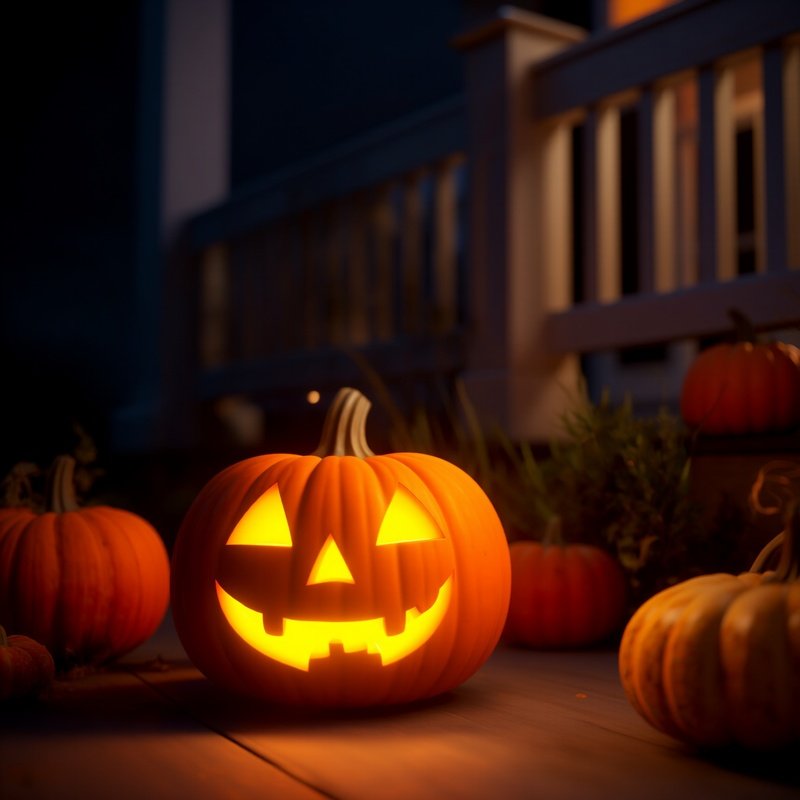 A Carved Pumpkin Jack O Lantern Lit From Within Halloween Pumpkin