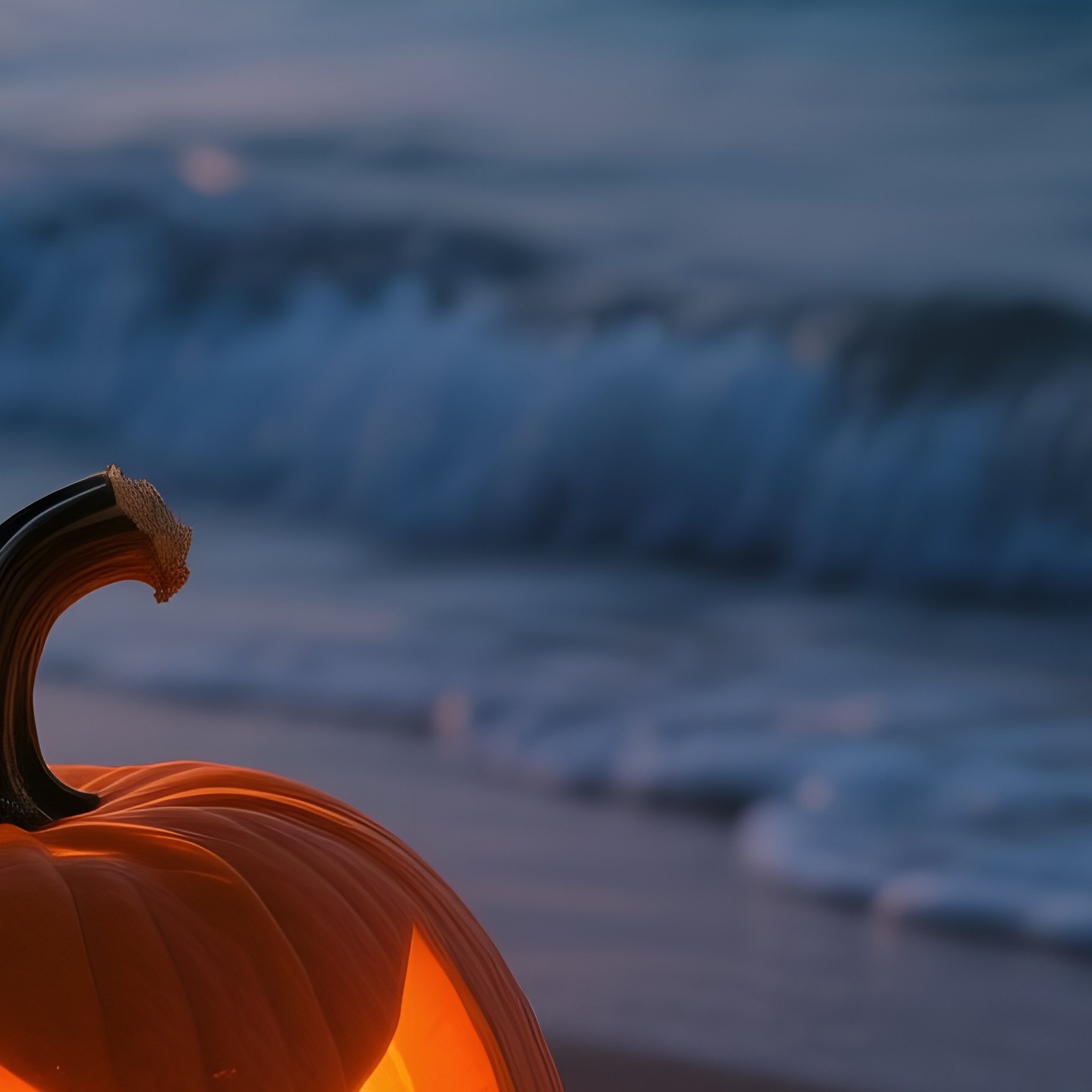 A Carved Pumpkin Jack O Lantern On A Beach Halloween Pumpkin - Full Resolution Quality Preview