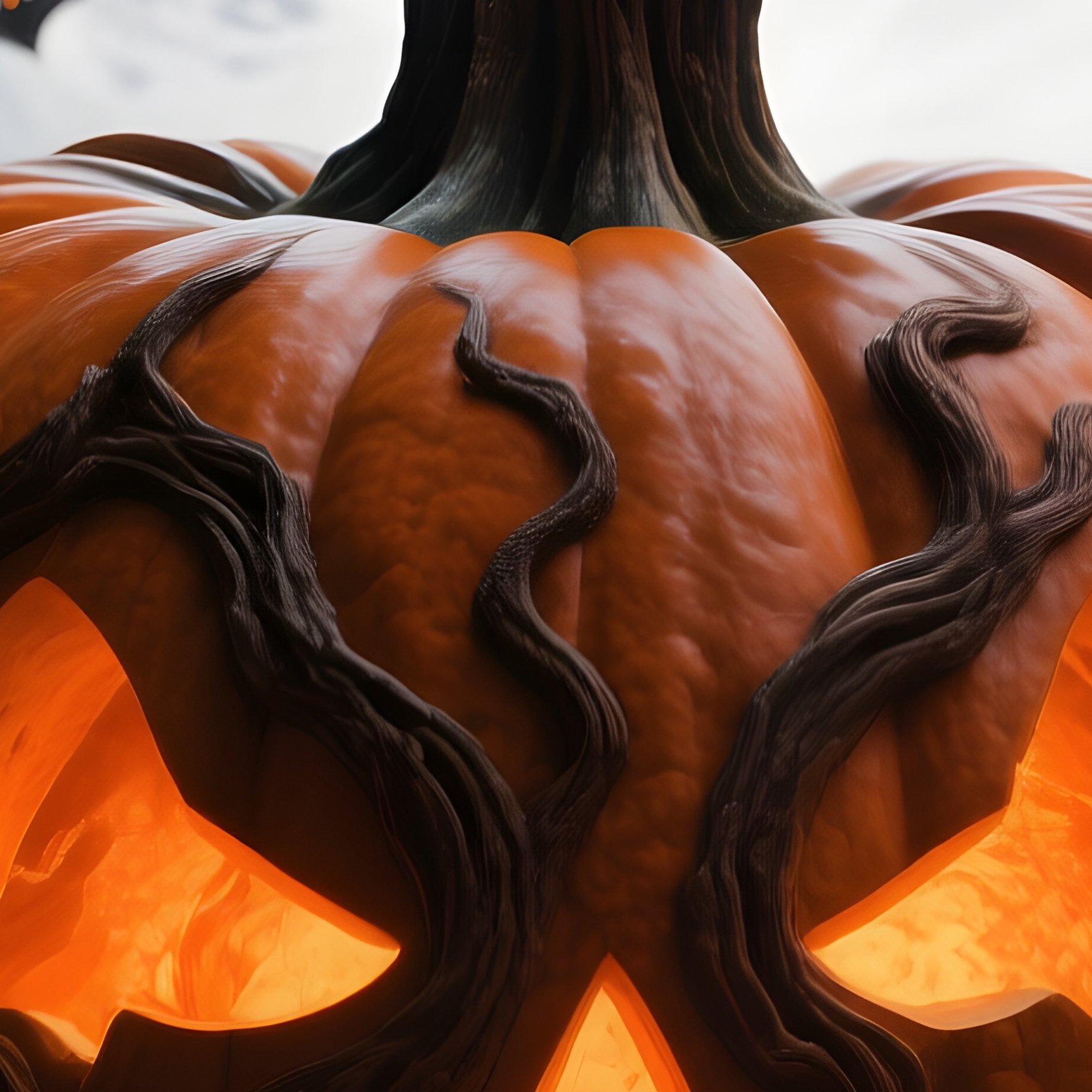 A Carved Pumpkin With Tree Like Branches Halloween Pumpkin - Full Resolution Quality Preview