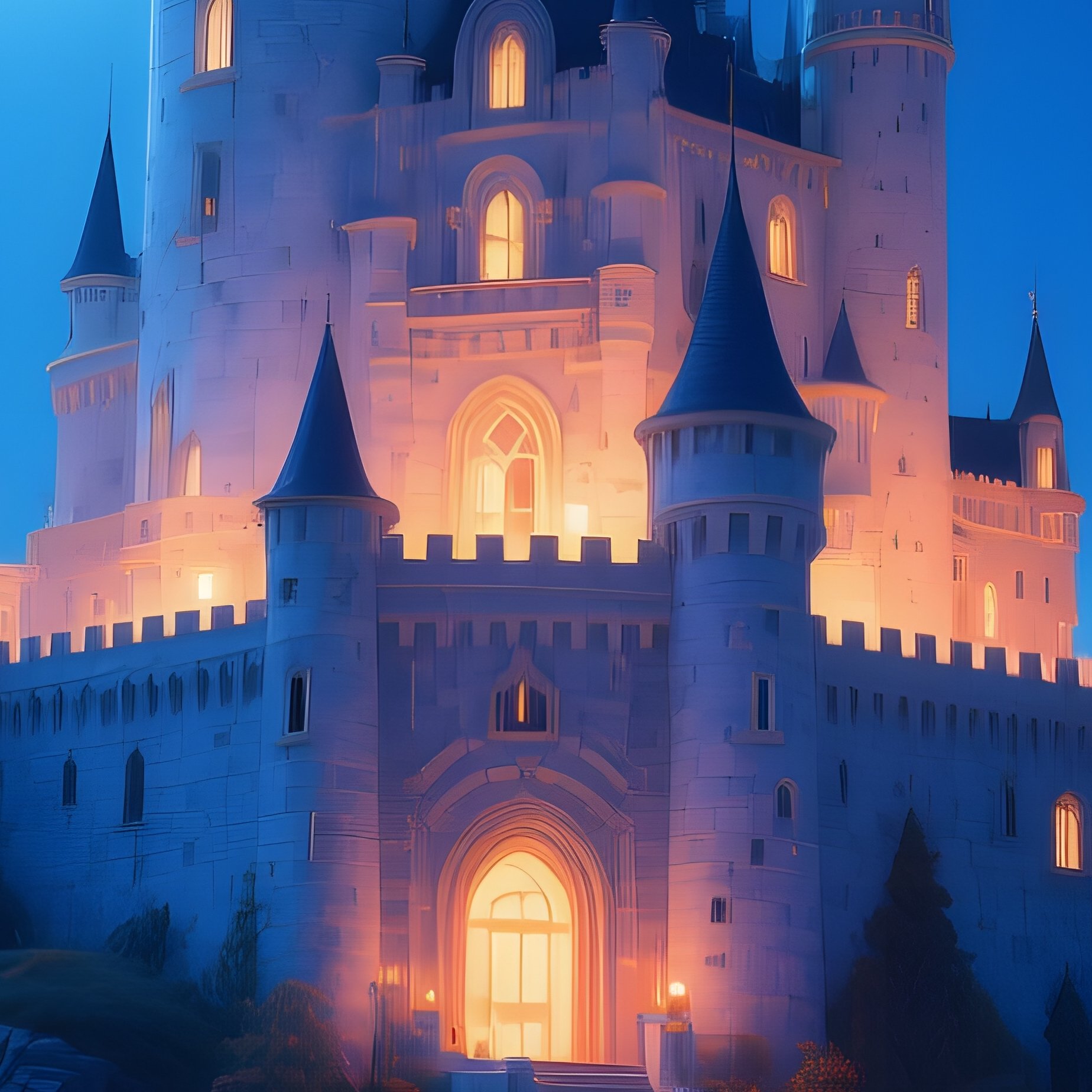 A Castle On A Cliff Under A Full Moon Castle Full Moon - Full Resolution Quality Preview