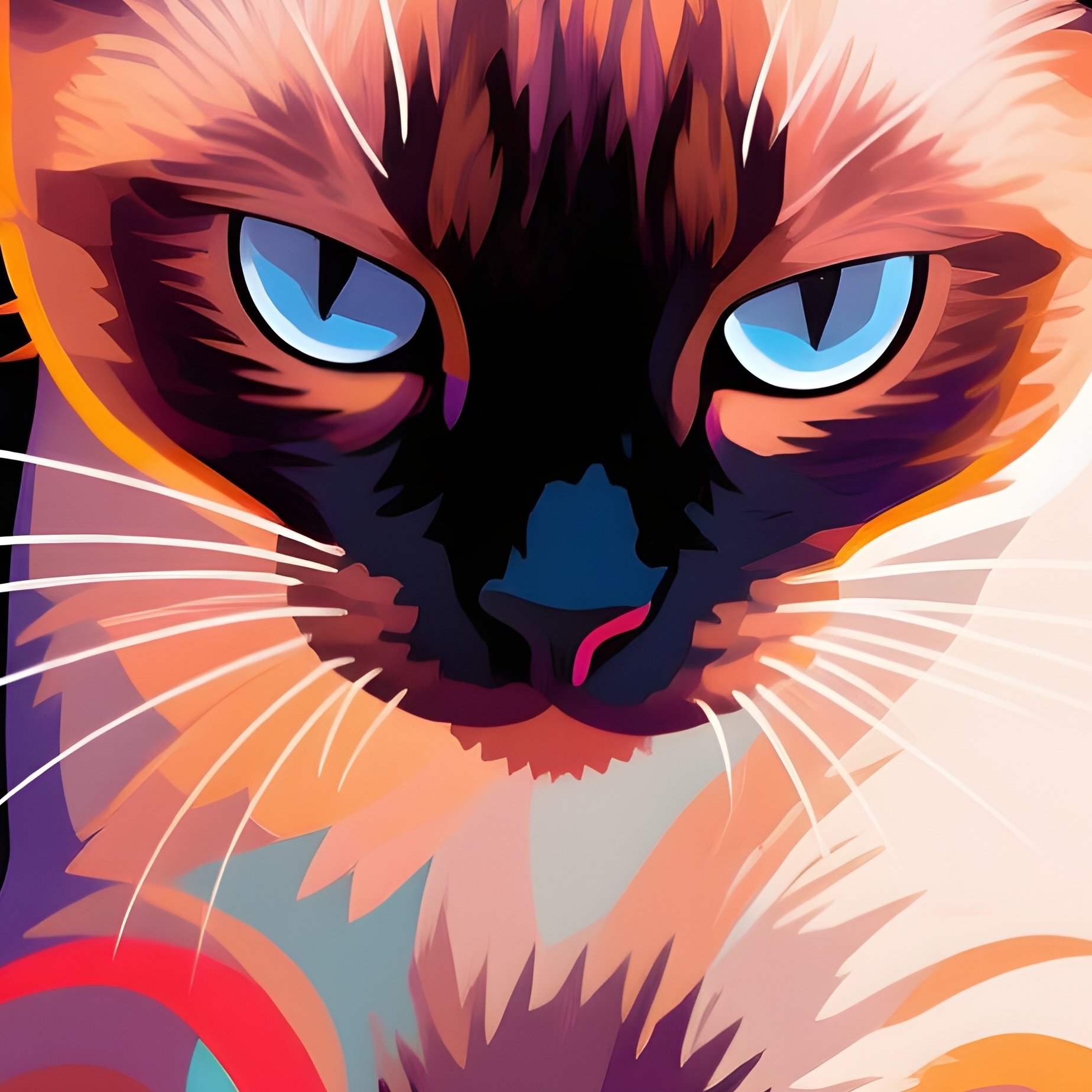 A Cat Balinese Kneading A Blanket Abstract Art - Full Resolution Quality Preview