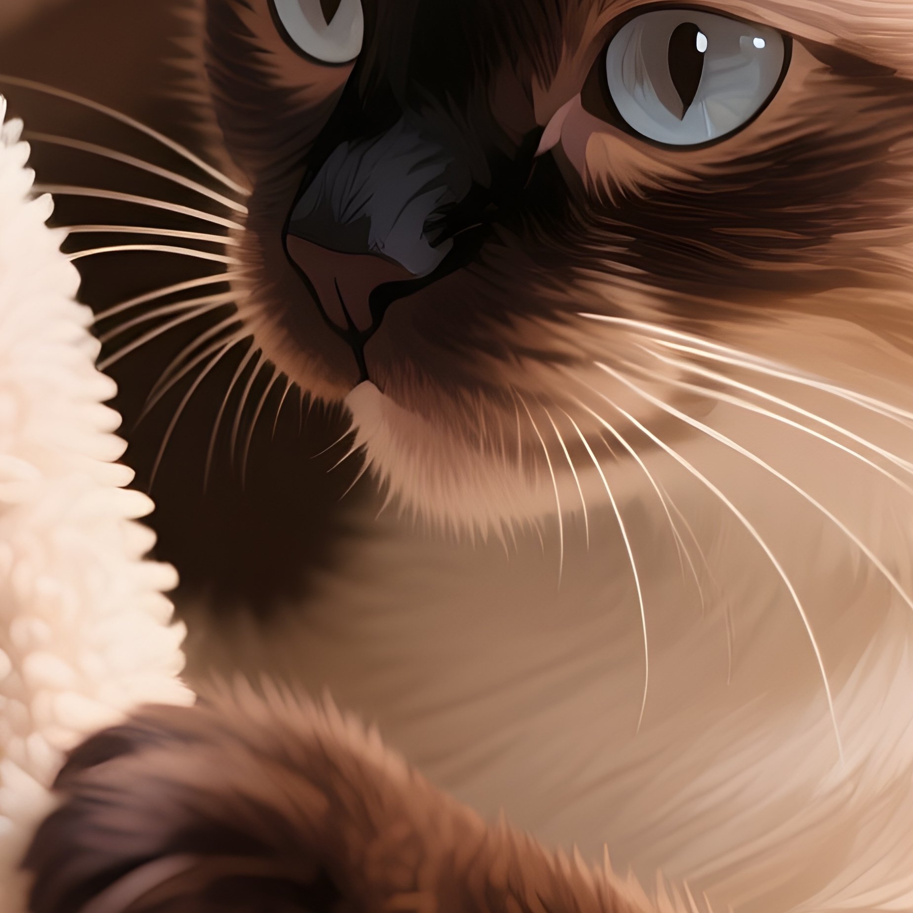 A Cat Balinese Kneading A Blanket Digital Art - Full Resolution Quality Preview