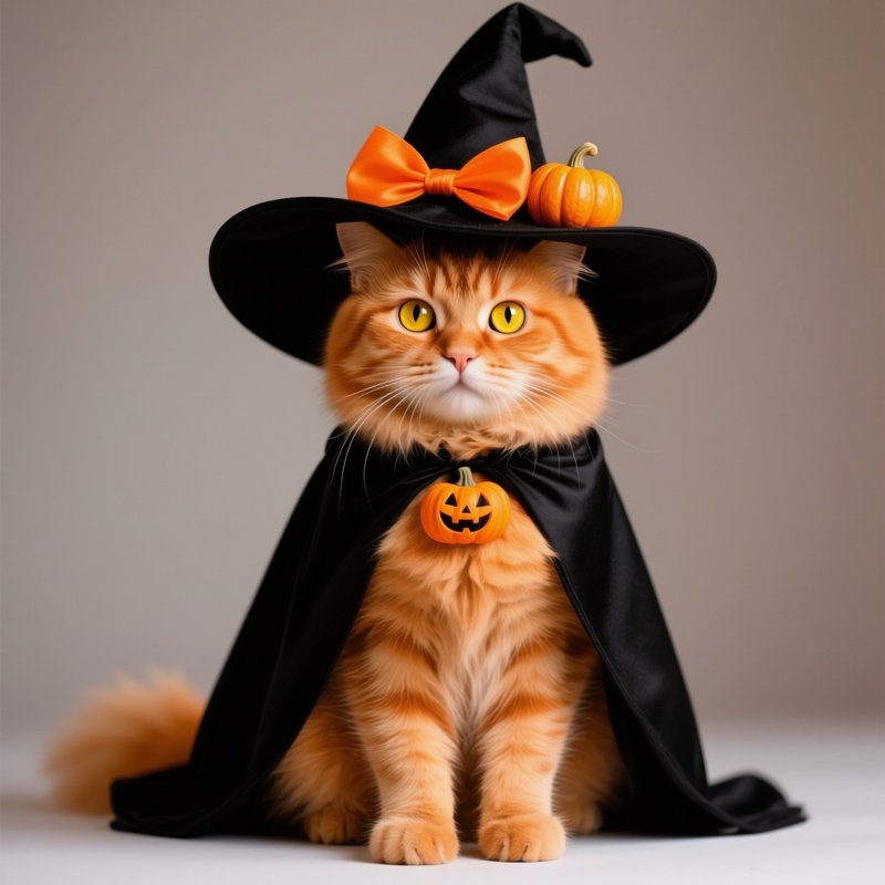 A Cat Dressed In A Witch Costume Cat Costume