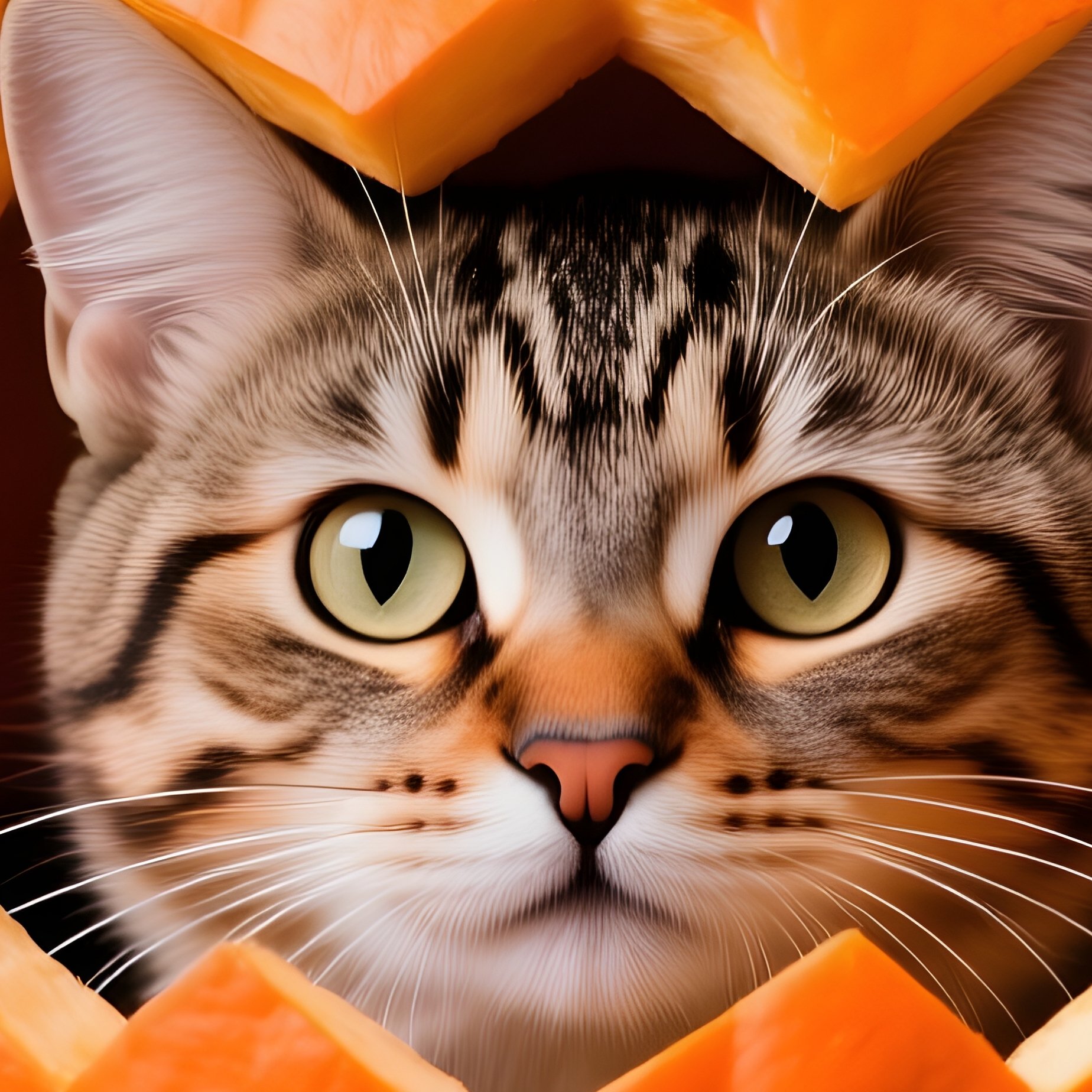 A Cat Inside A Carved Pumpkin Halloween Cat - Full Resolution Quality Preview