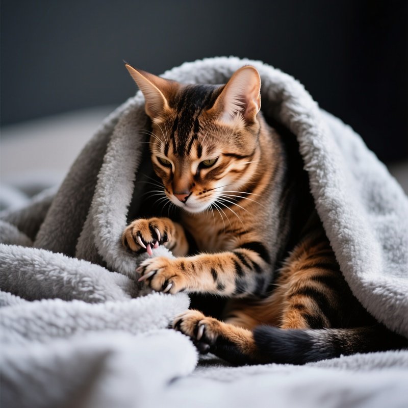 A Cat Kneading Blanket