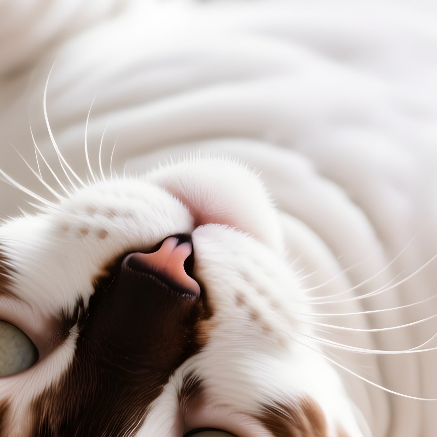 A Cat Laying On Back With Turkish Van Head Upside Down - Full Resolution Quality Preview