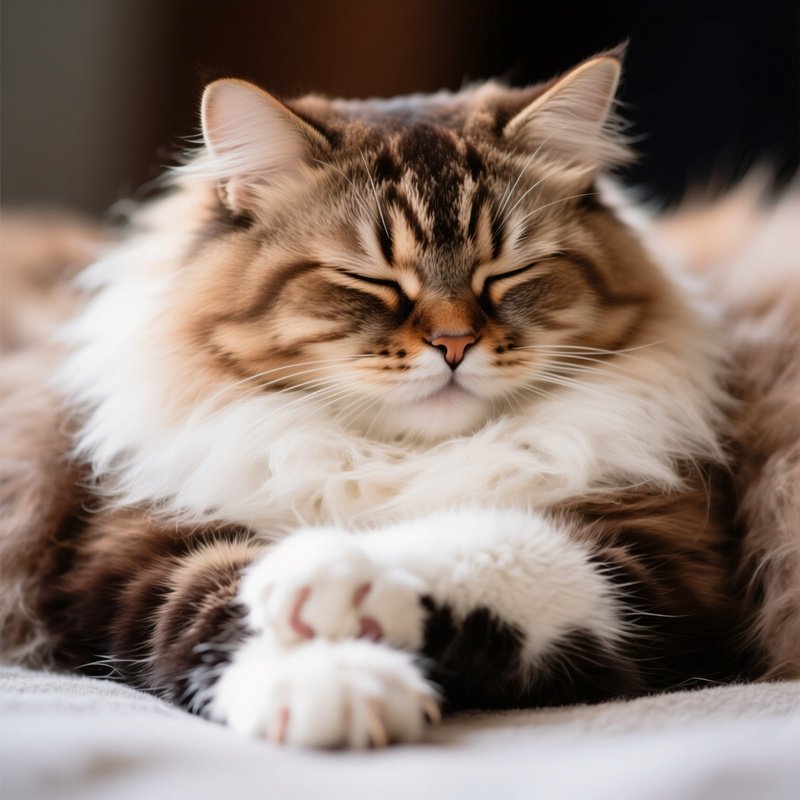 A Cat Siberian Chin Resting On A Paw