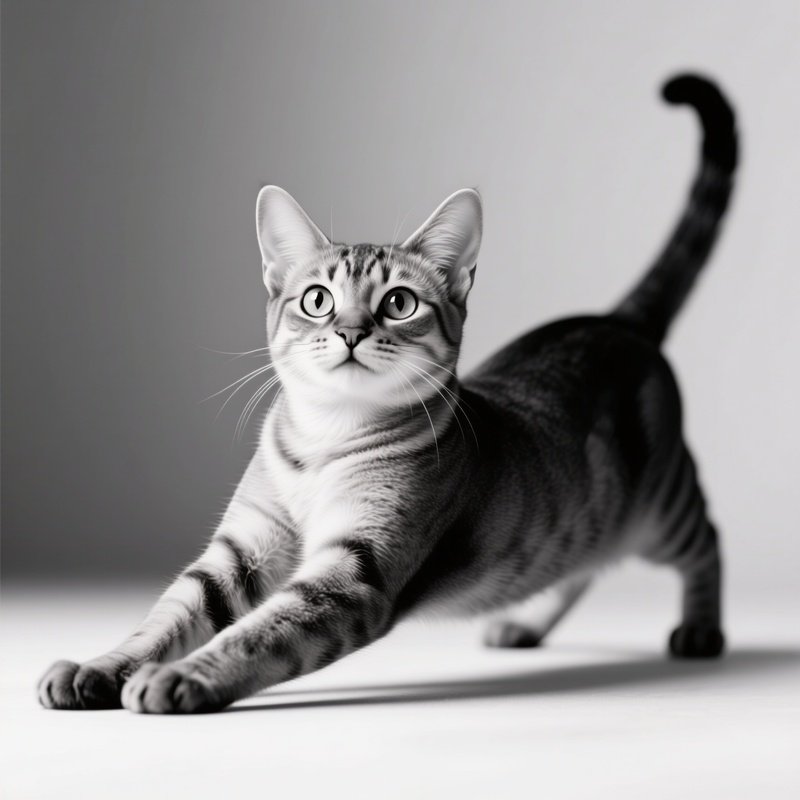A Cat Somali Stretching With Arched Back