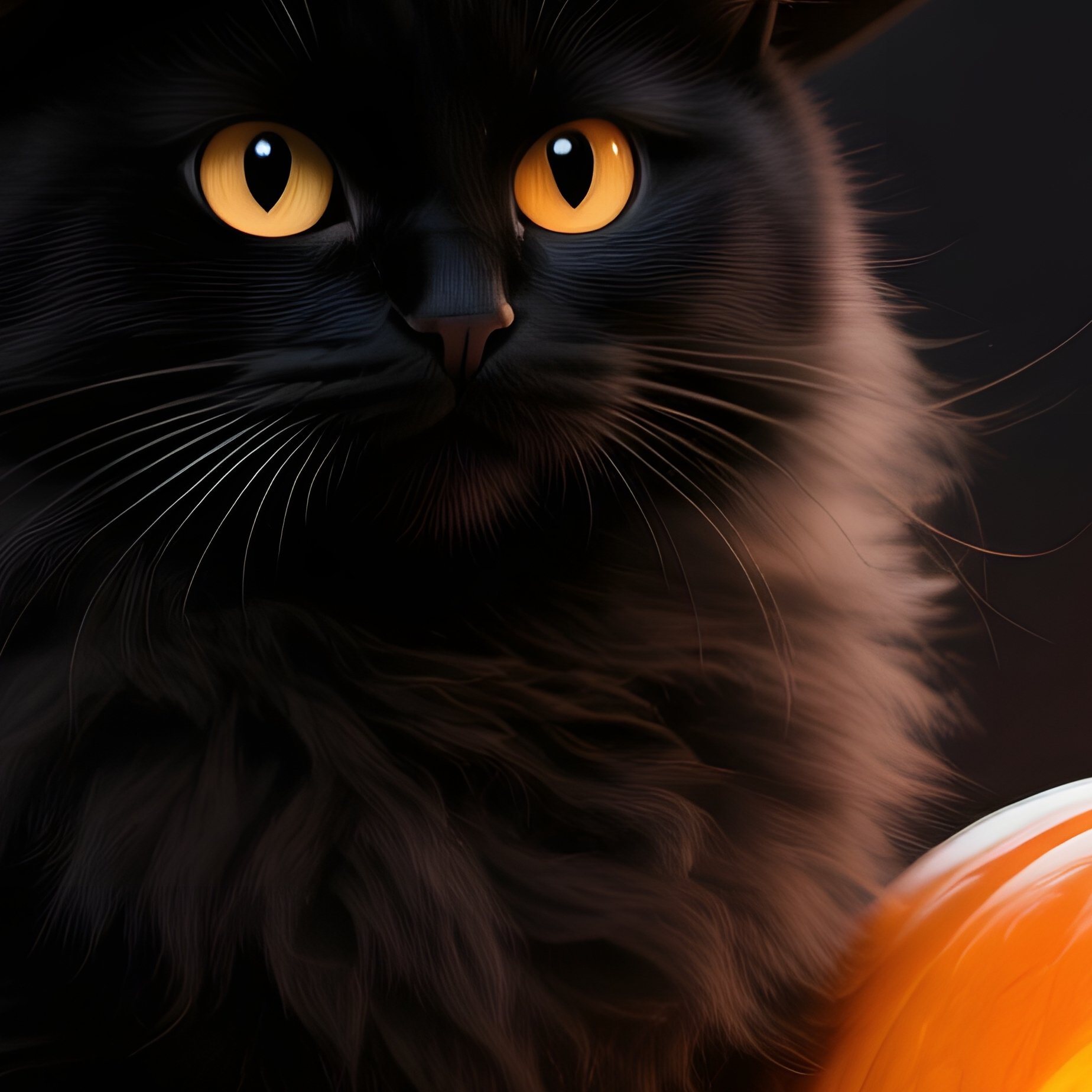 A Cat Wearing A Witch Hat Next To A Carved Pumpkin Halloween Cat - Full Resolution Quality Preview