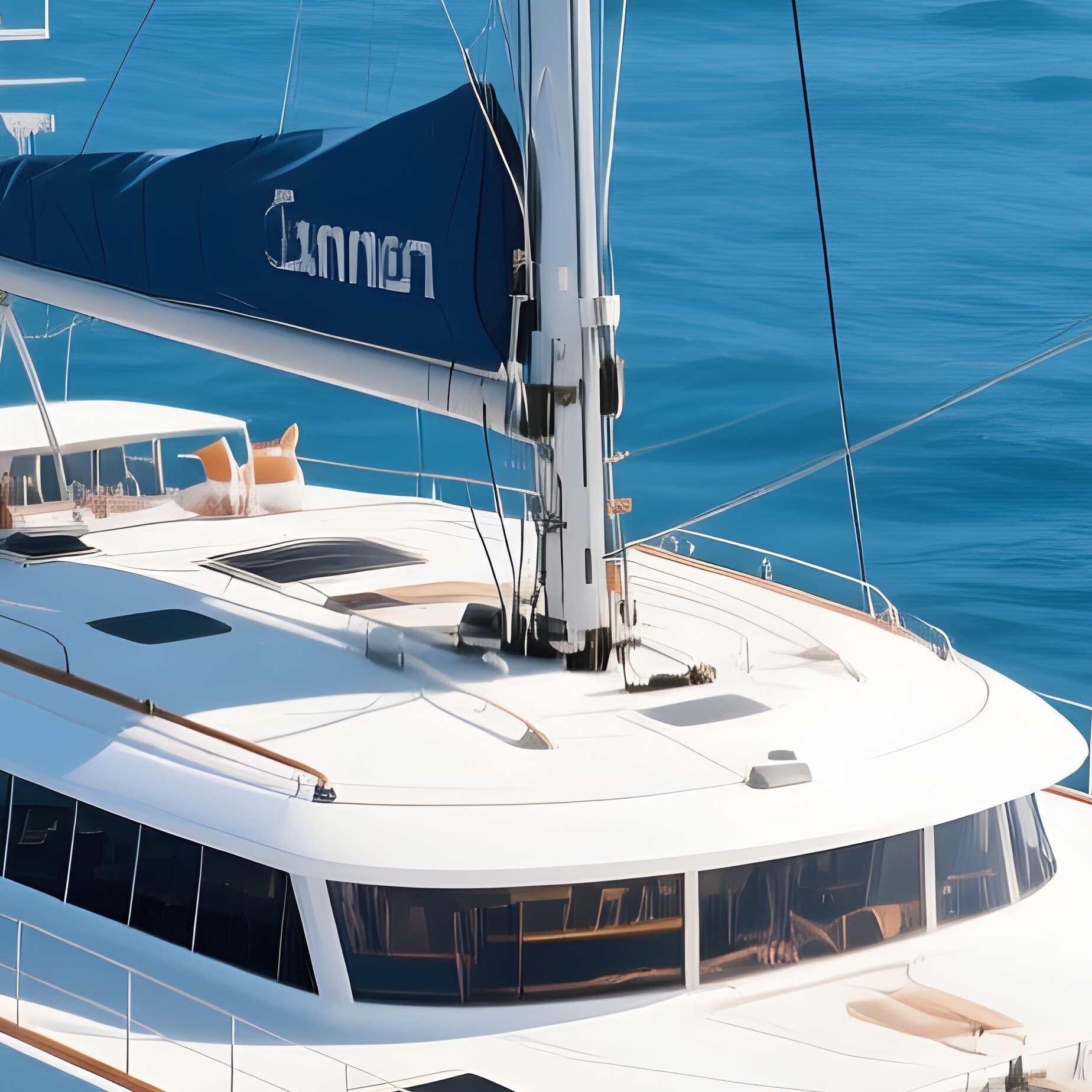 A Catamaran Ferry Speeding Across Deep Blue Sea - Full Resolution Quality Preview