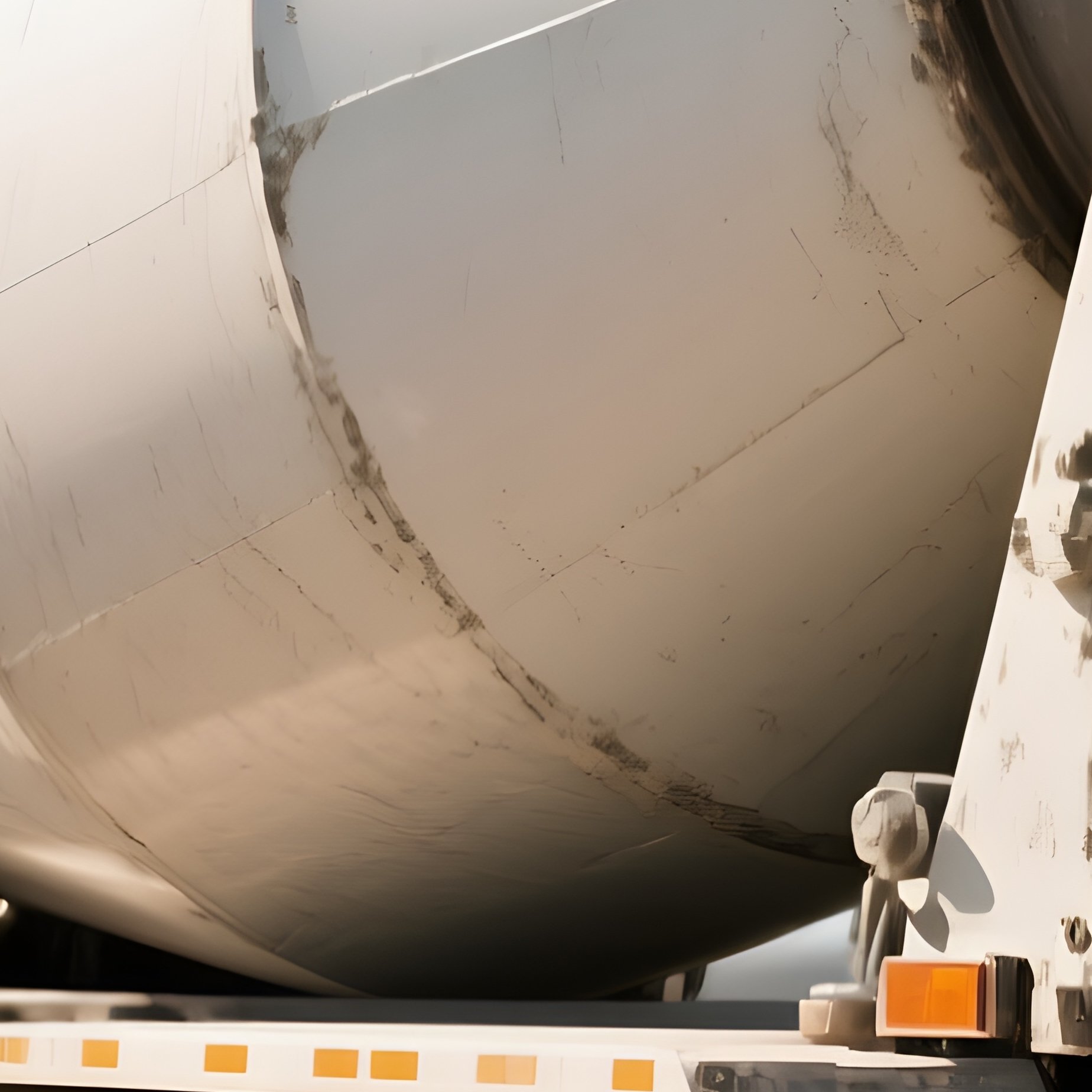 A Cement Mixer Truck Rotating Its Drum At A Construction Foundation - Full Resolution Quality Preview