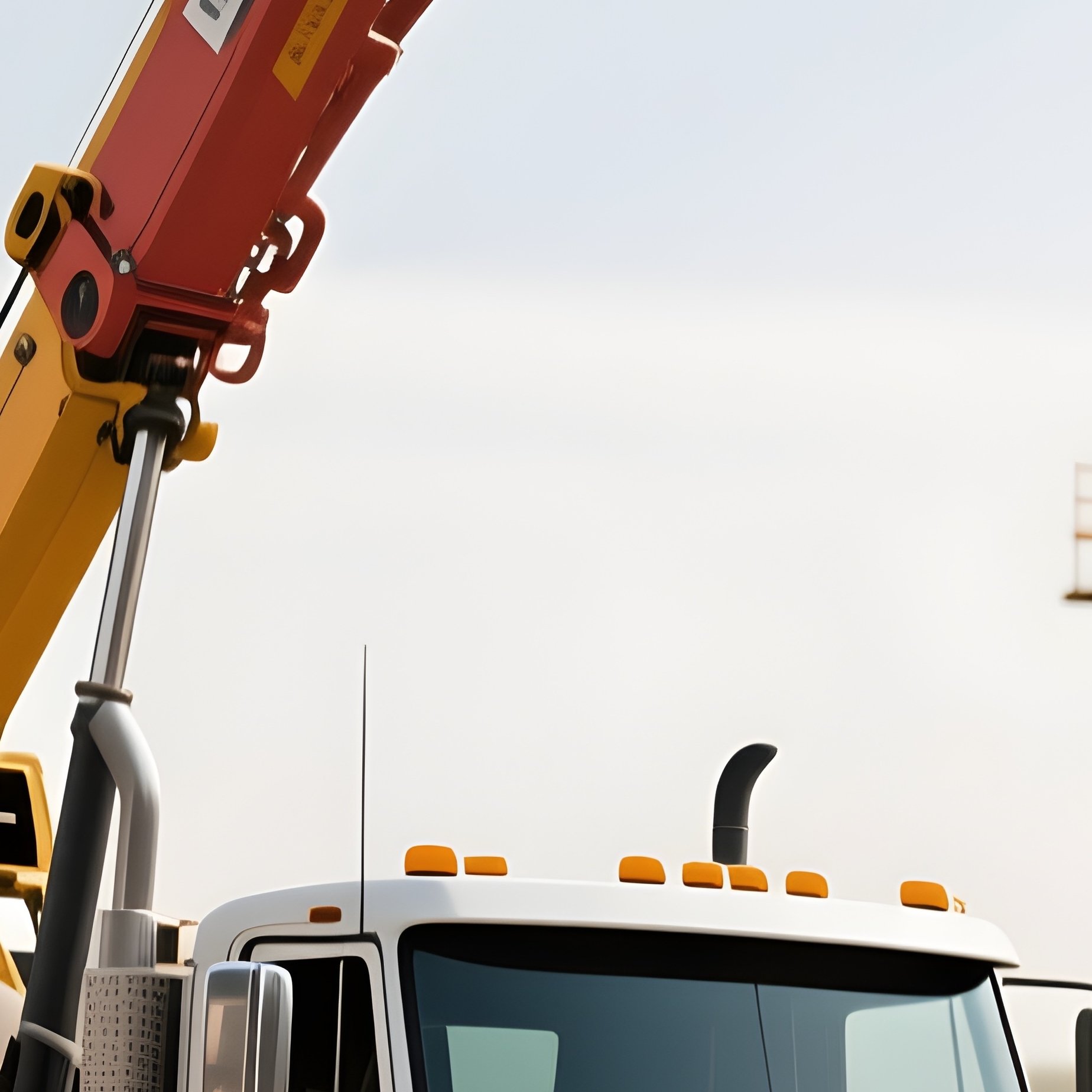 A Cement Pump Truck Extending Its Boom Across A Construction Site - Full Resolution Quality Preview