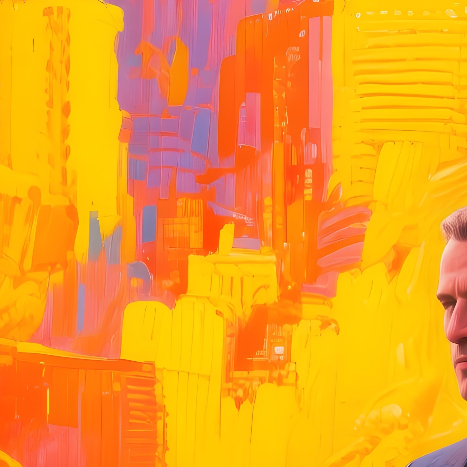A Ceo Overlooking City Skyline In Abstract Style - Full Resolution Quality Preview